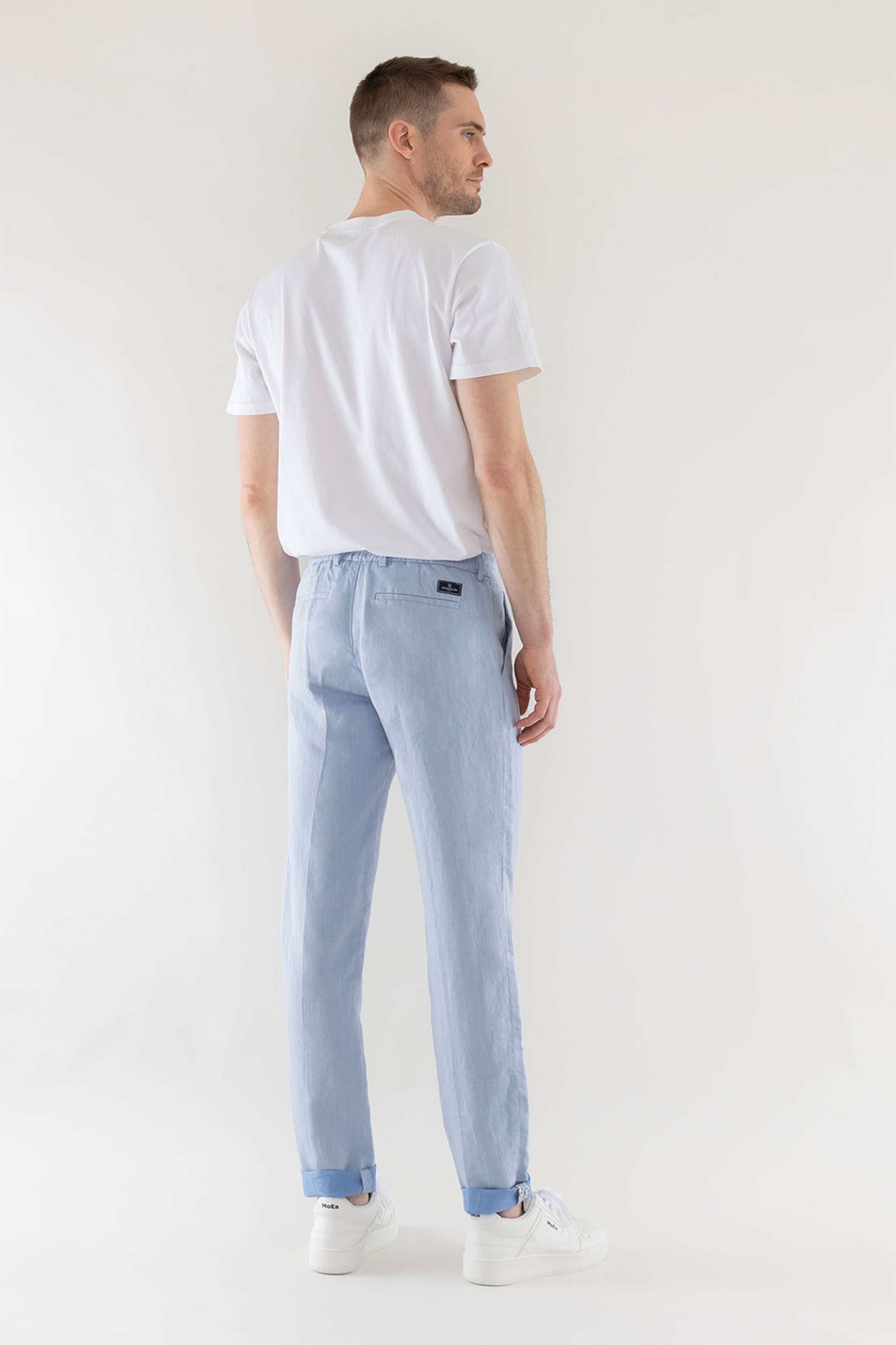 Sky blue pleated pants