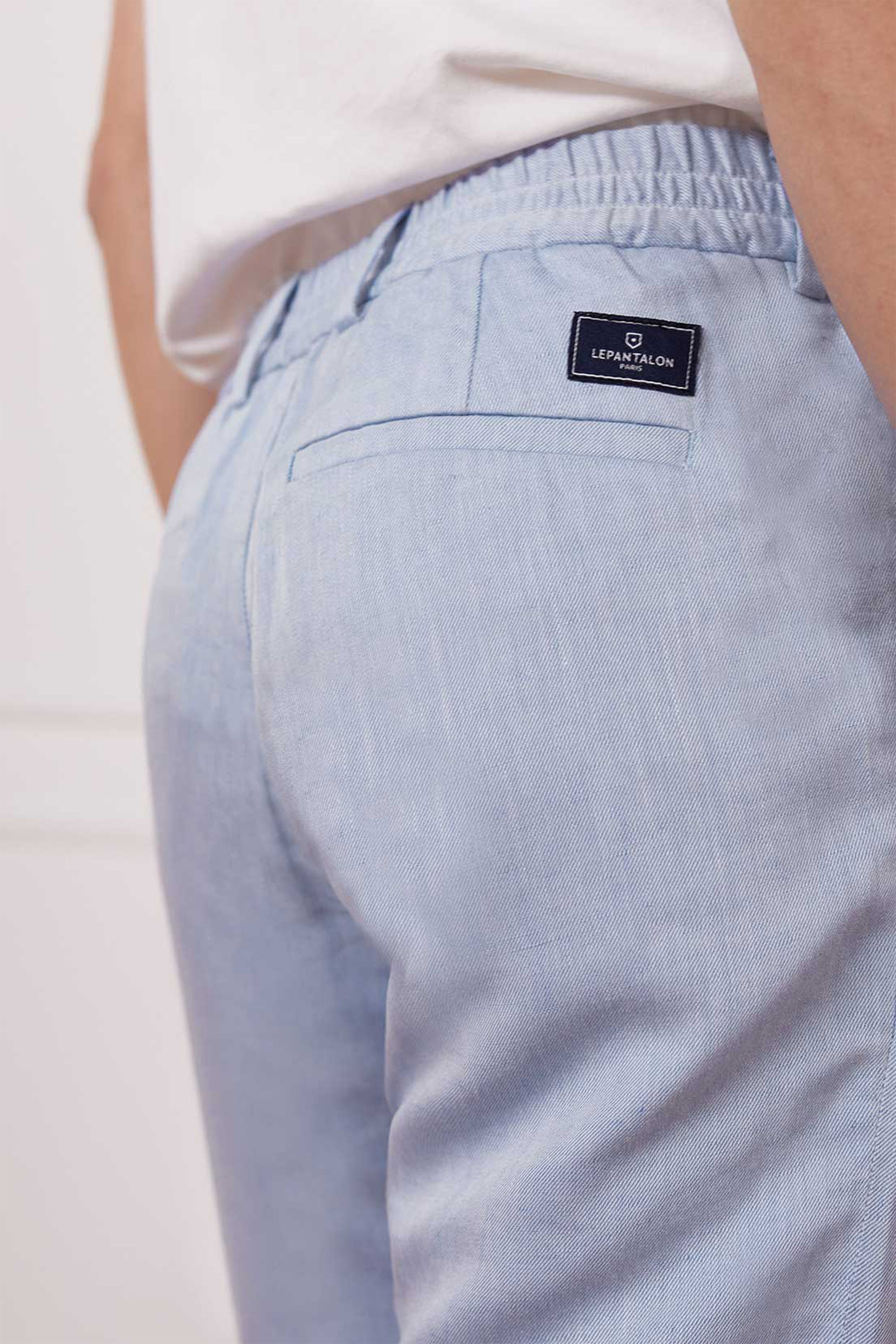 Sky blue pleated pants