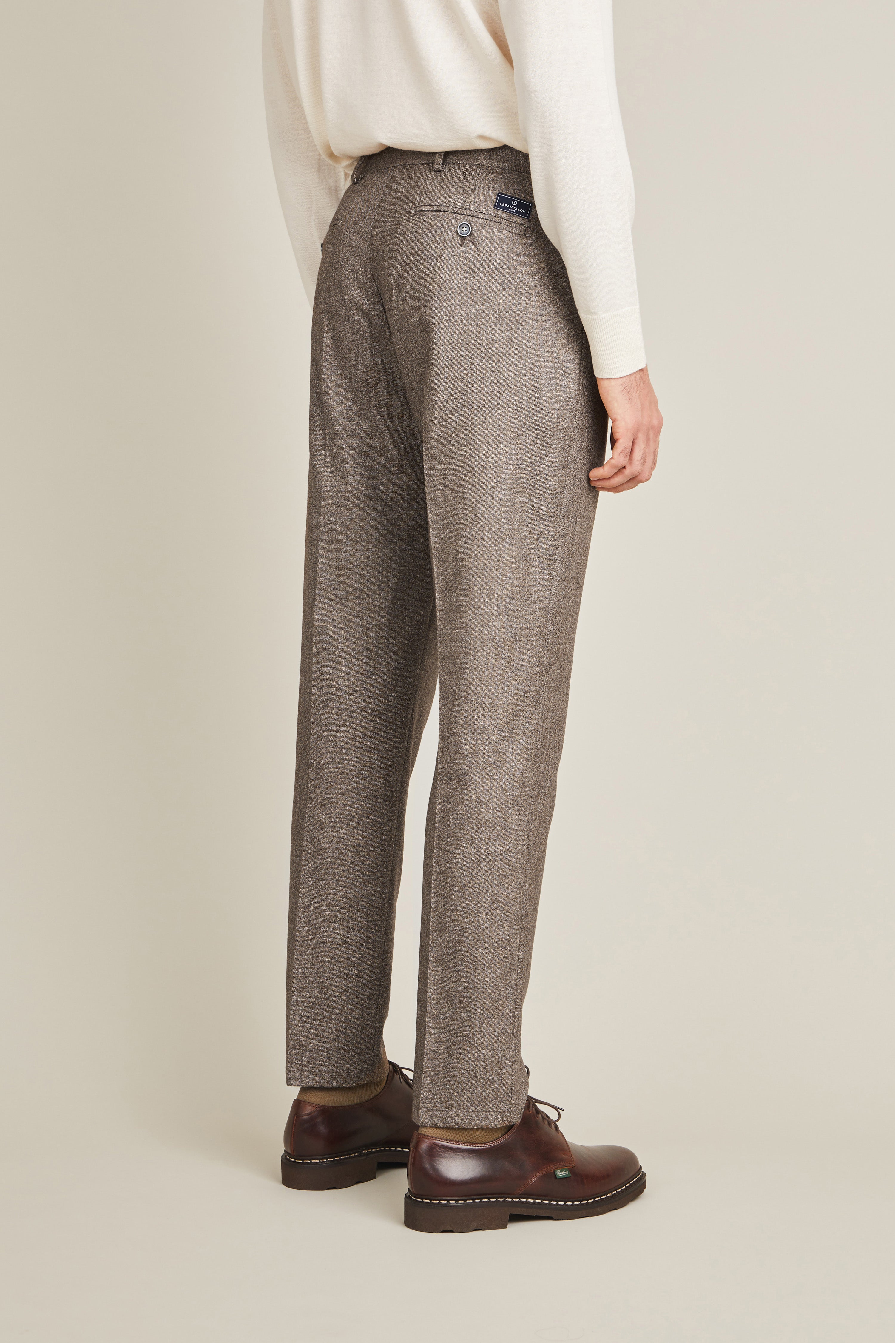 Pantalon à pinces flanelle marron
