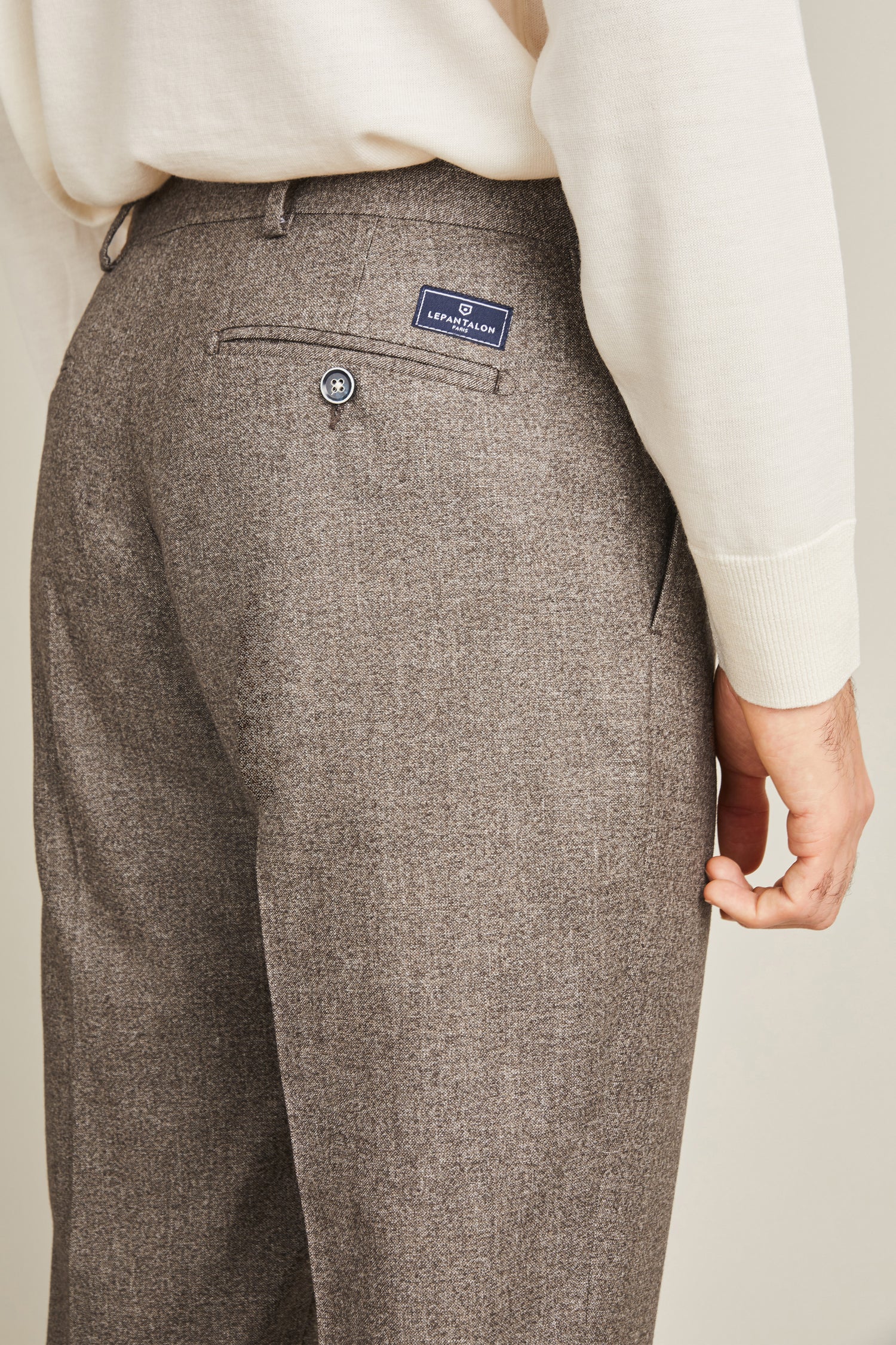 Pantalon à pinces flanelle marron