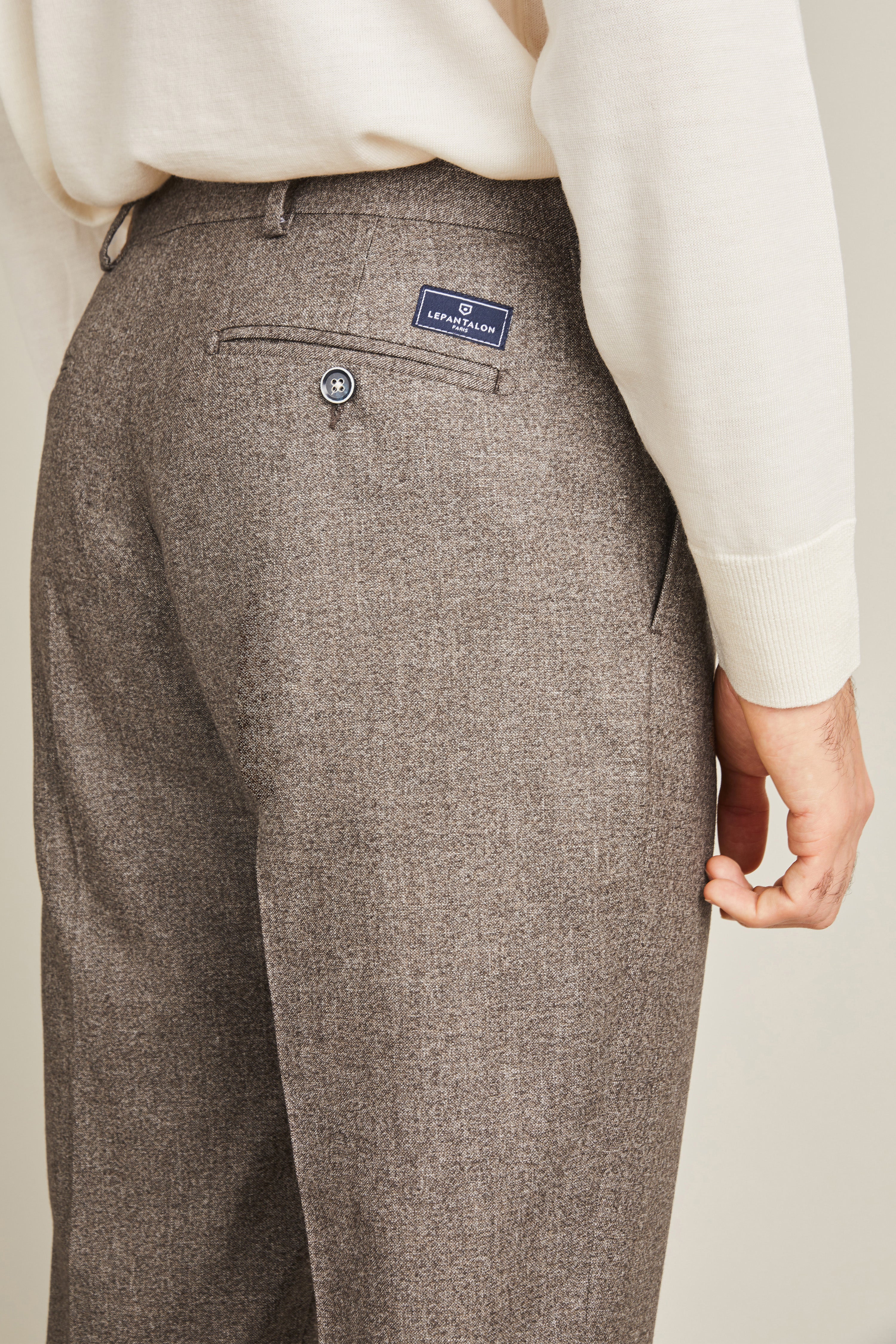 Pantalon à pinces flanelle marron