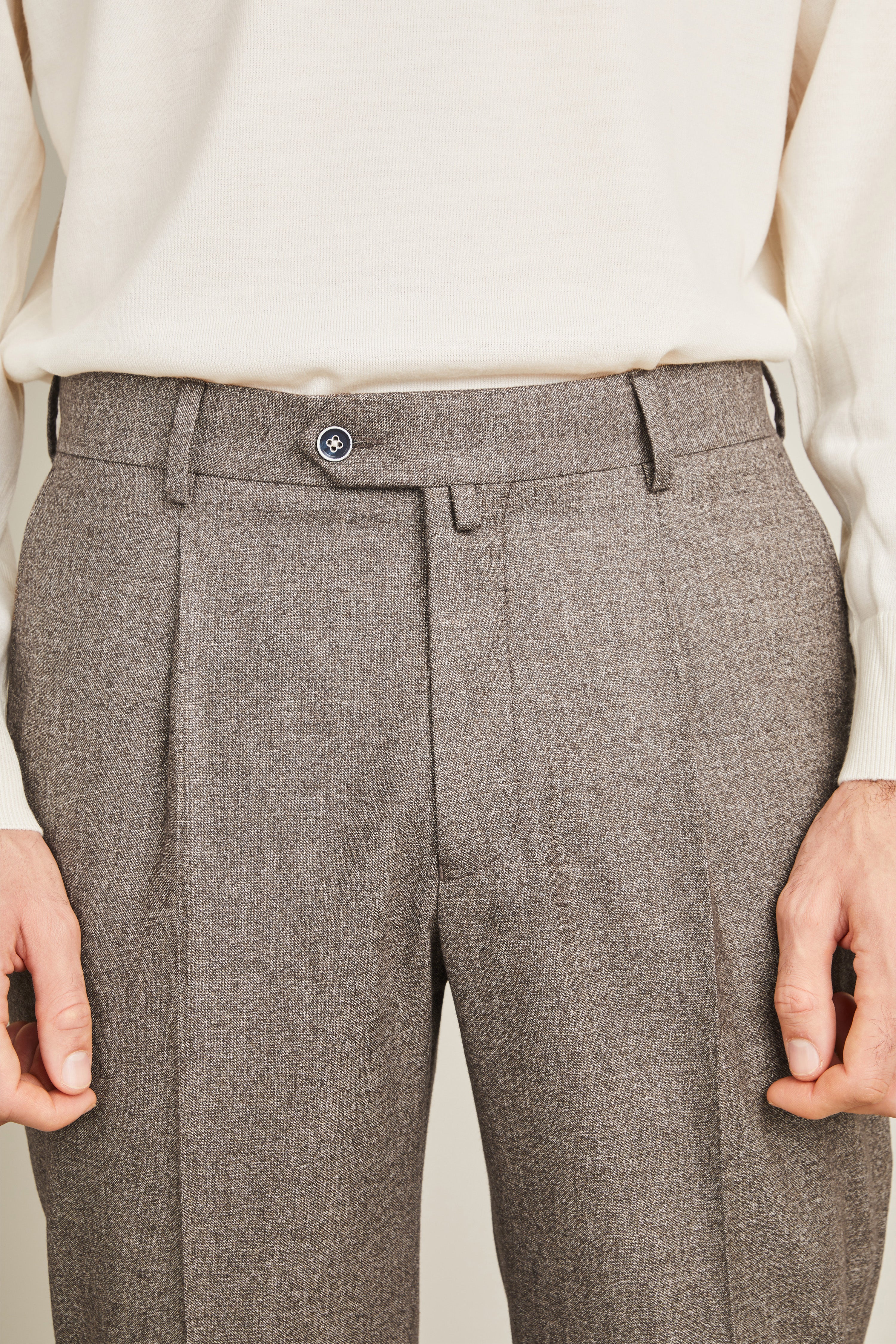 Pantalon à pinces flanelle marron