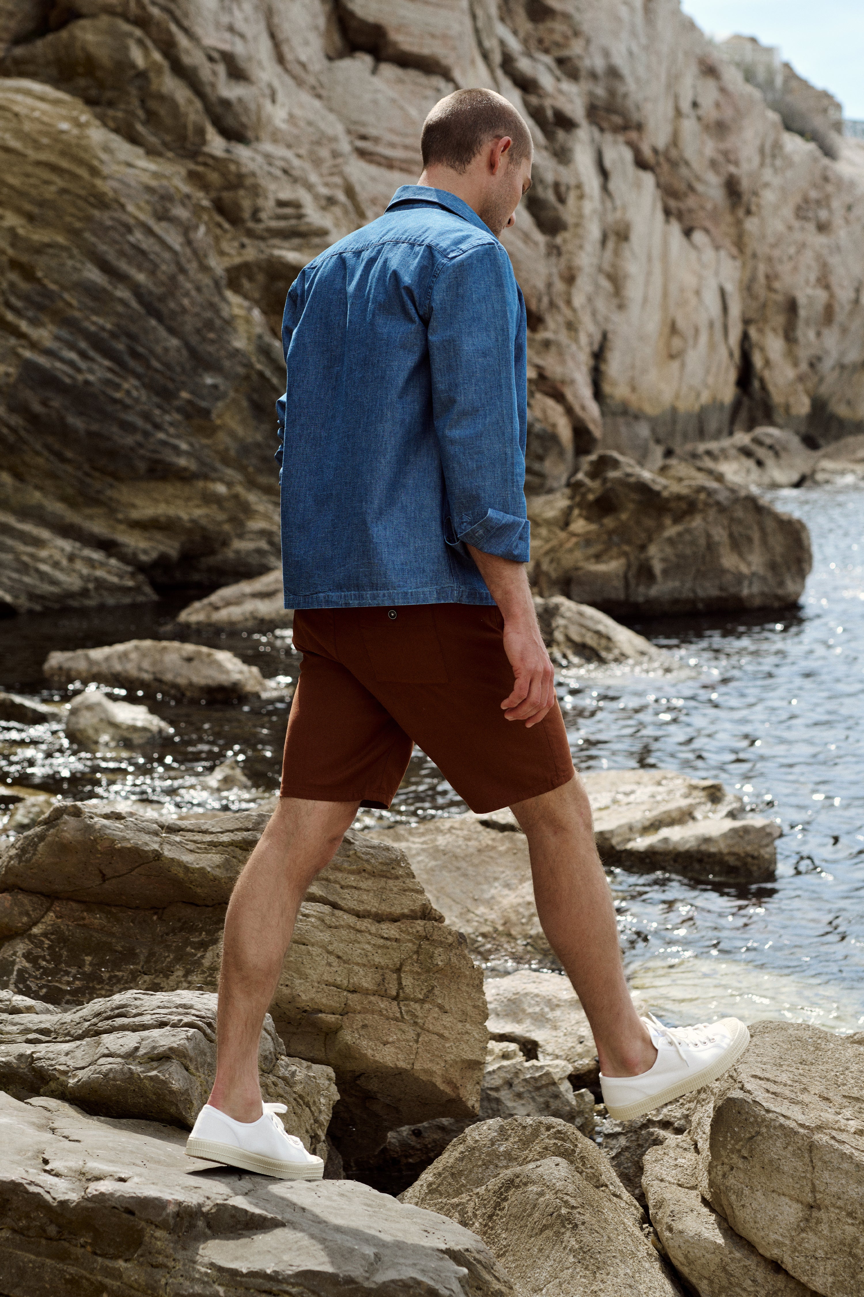 Workjacket in blue chambray