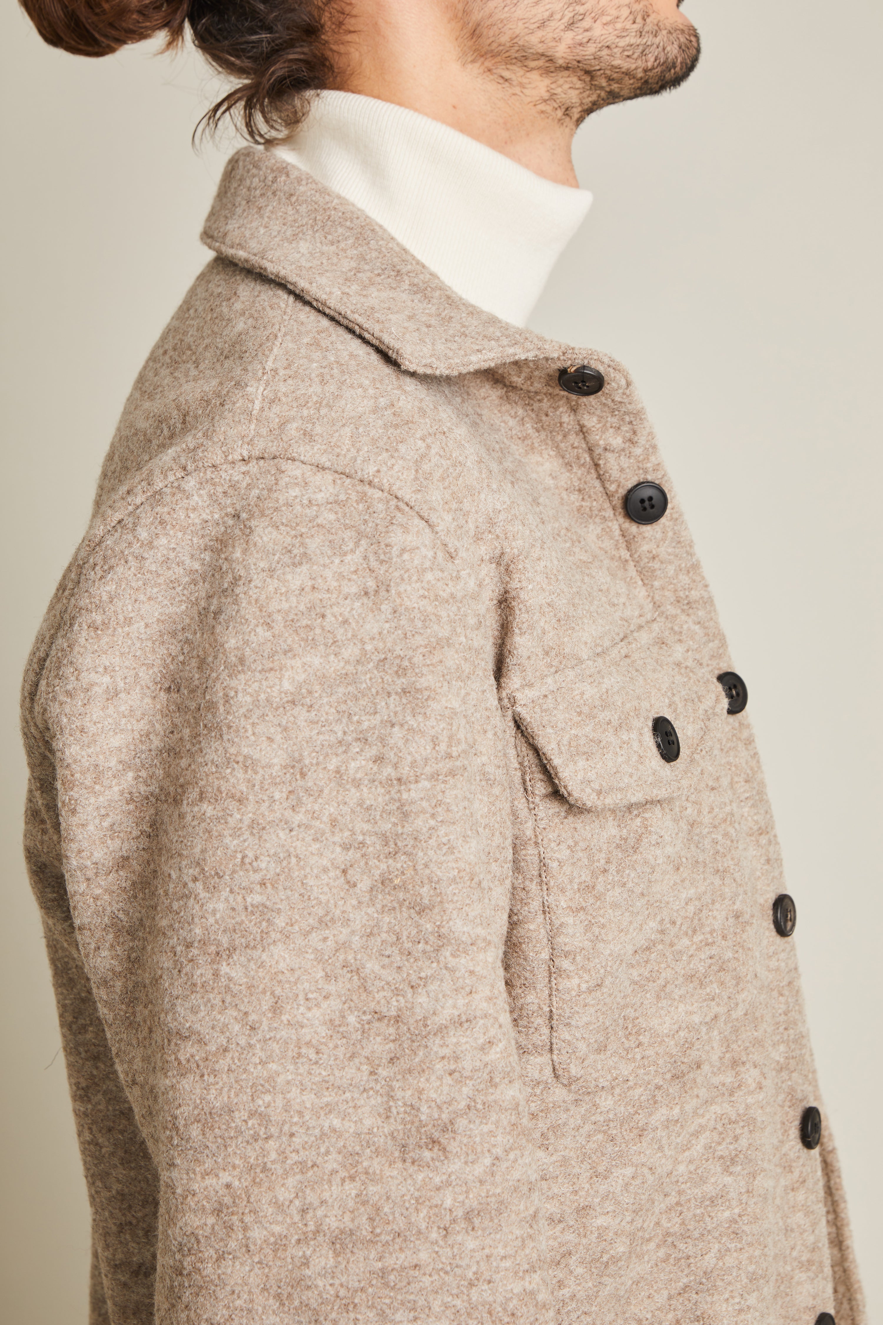 Woolen workjacket in greige