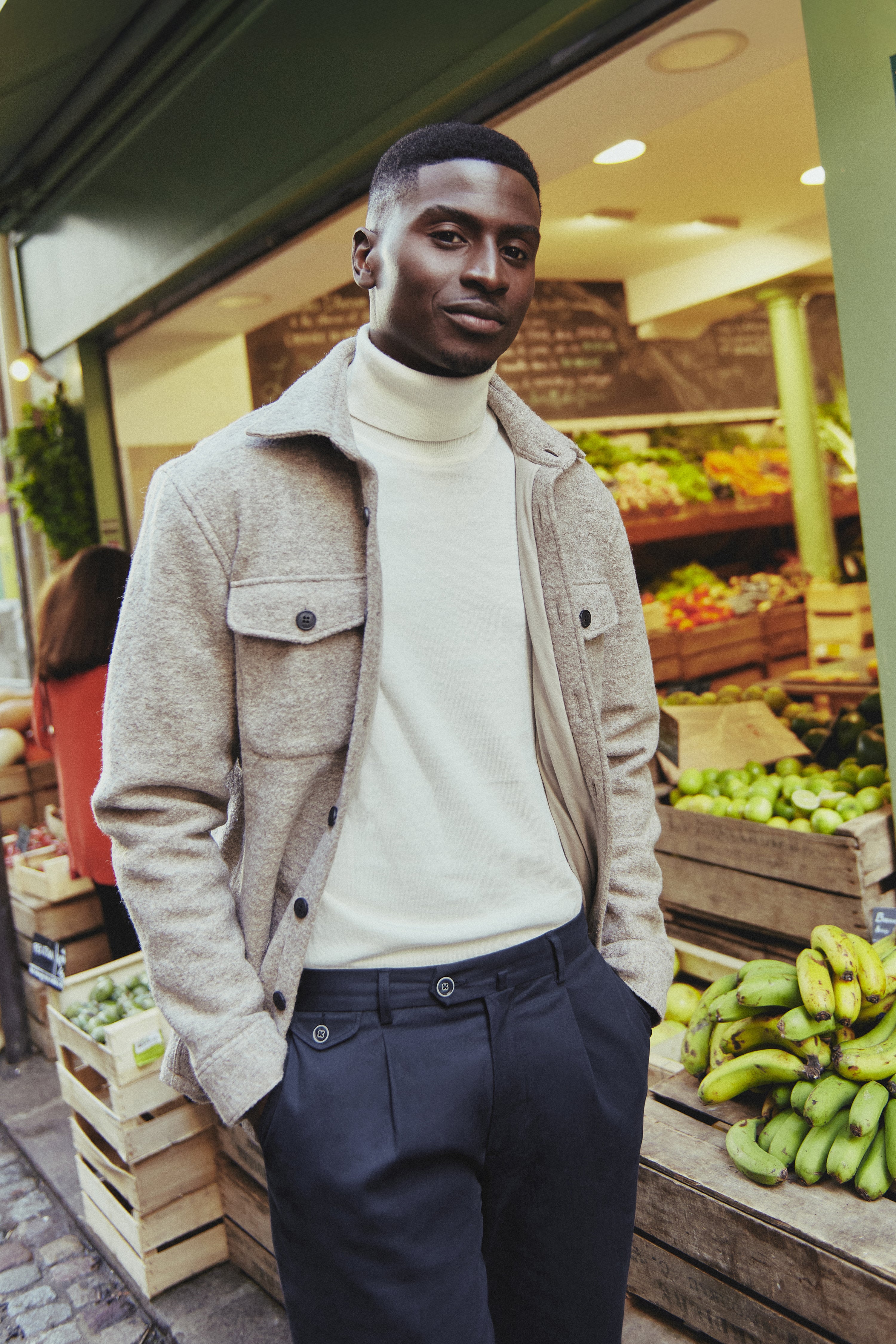 Woolen workjacket in greige