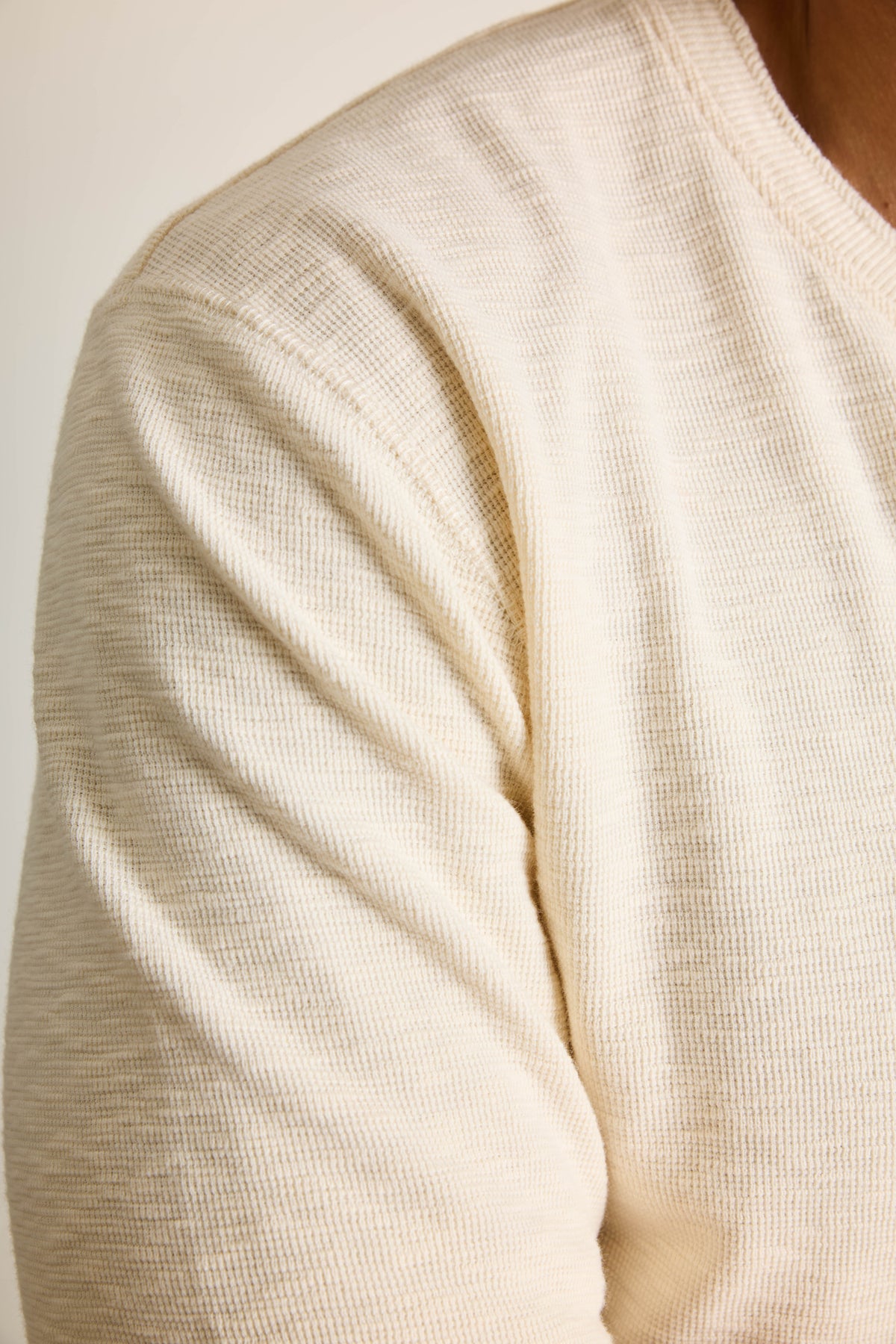 Ecru long sleeve Henley t-shirt