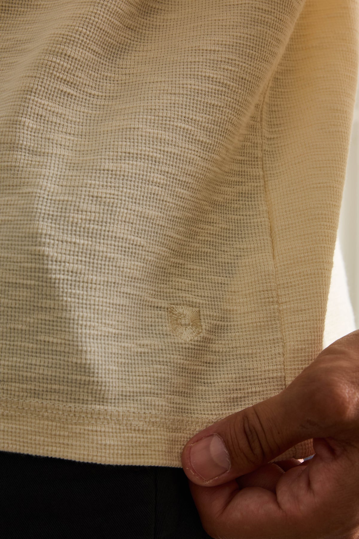 Ecru long sleeve Henley t-shirt