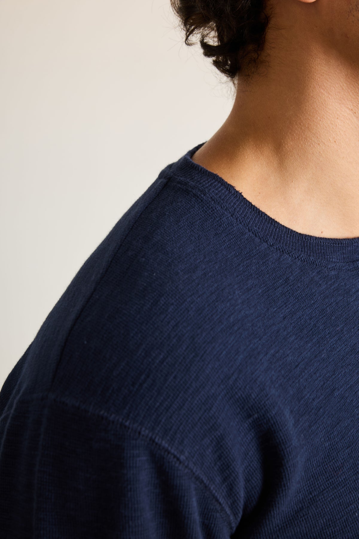 Tee-shirt henley manches longues bleu marine