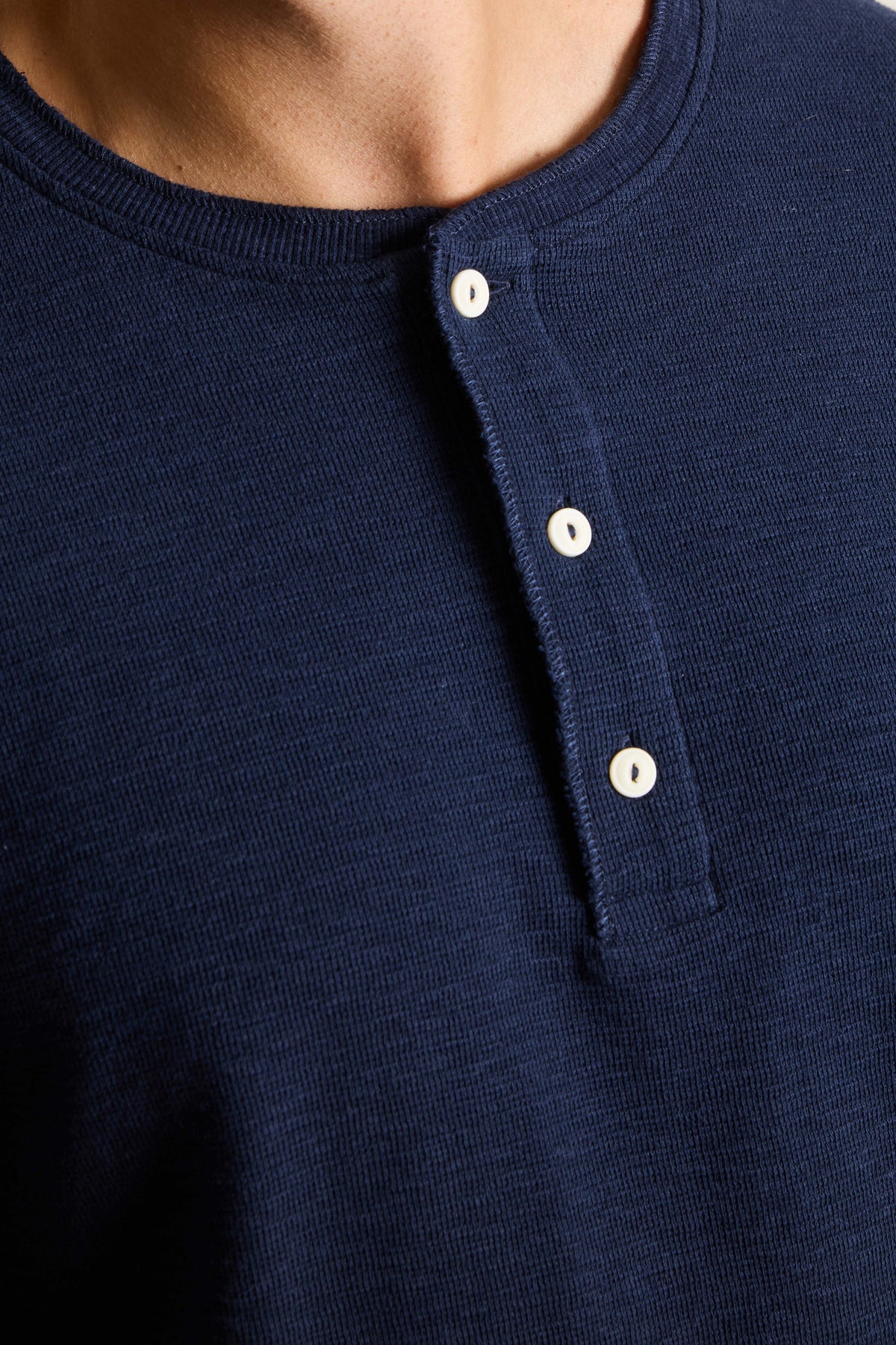 Tee-shirt henley manches longues bleu marine