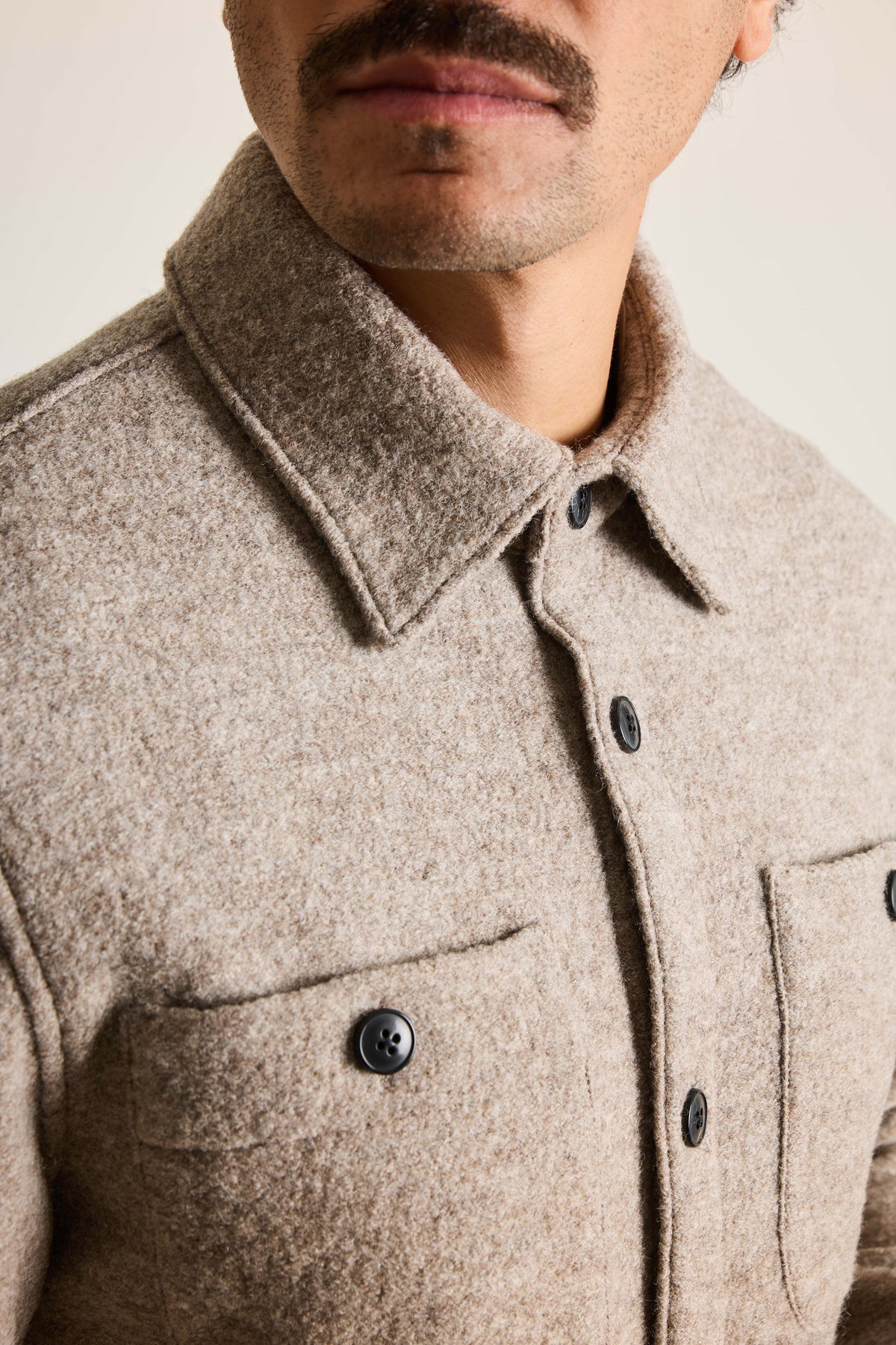 Greige wool overshirt