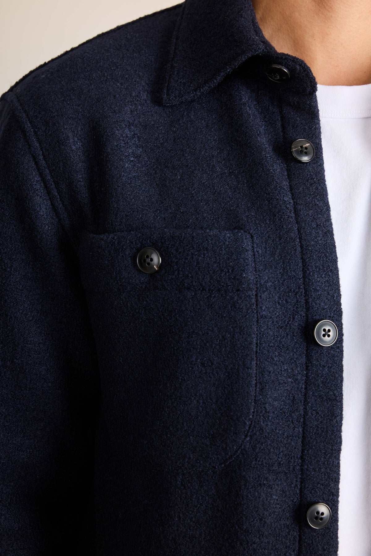 Navy blue wool overshirt
