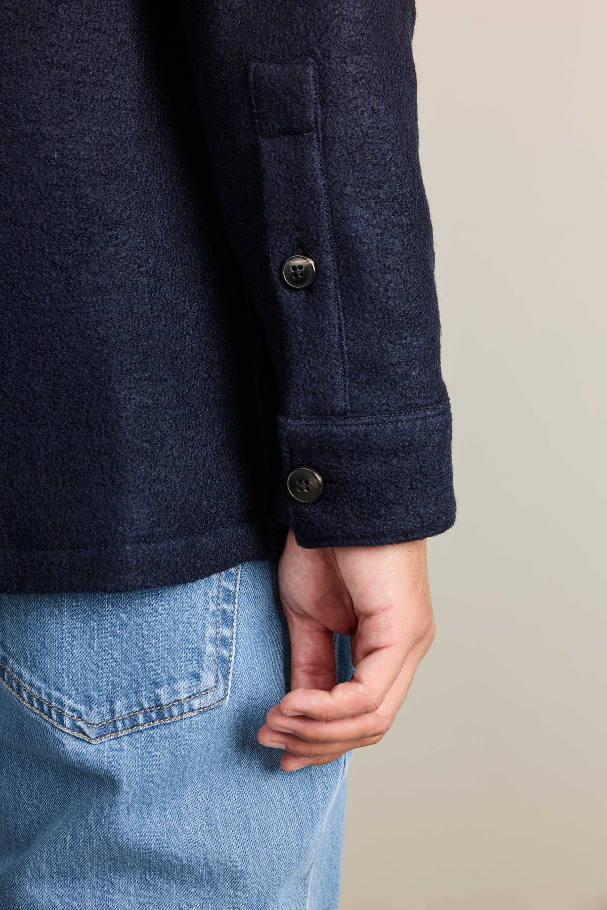 Navy blue wool overshirt
