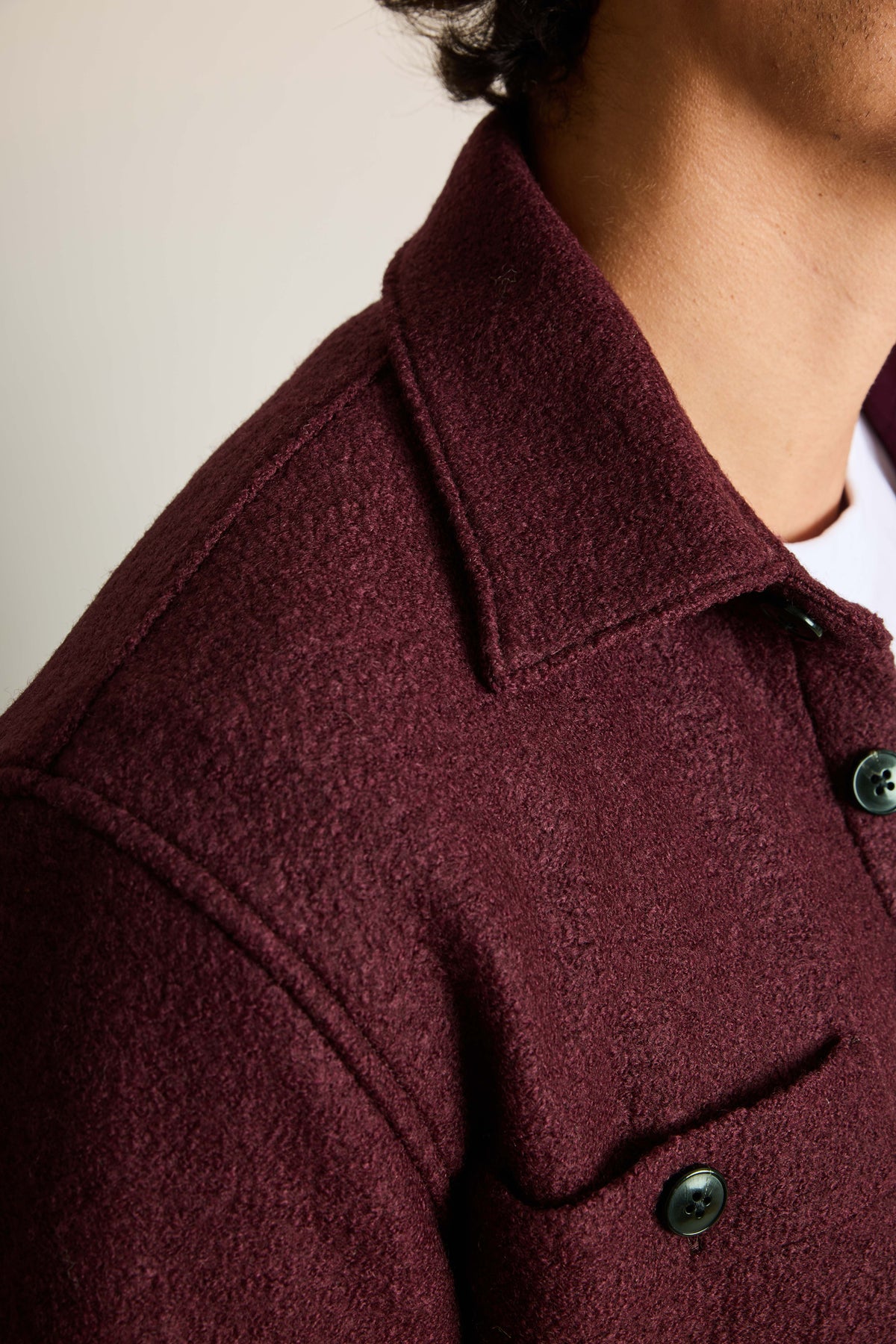 Wine wool overshirt
