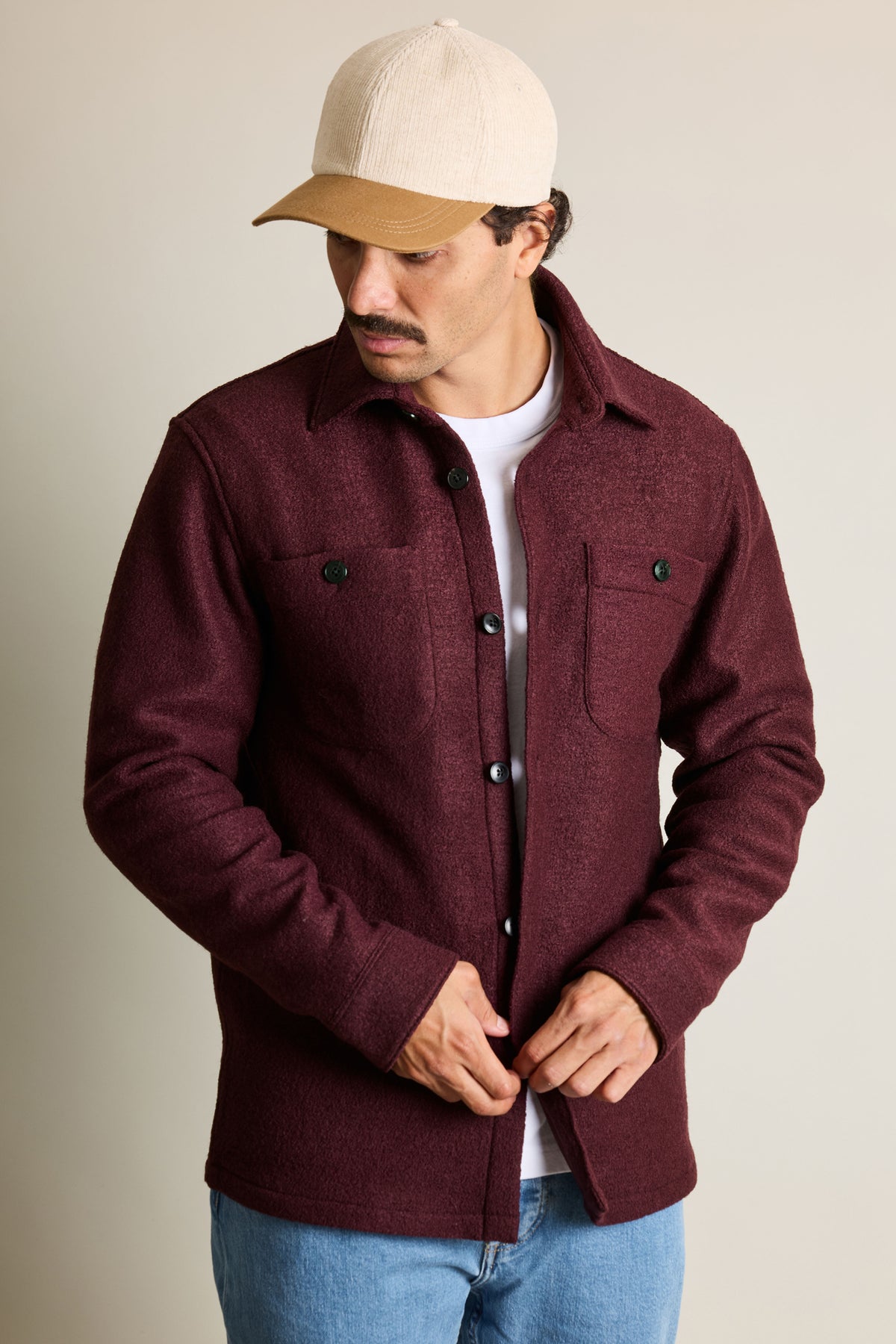 Wine wool overshirt
