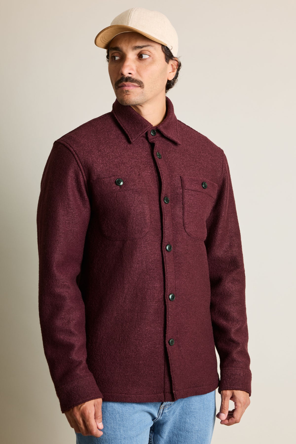 Wine wool overshirt