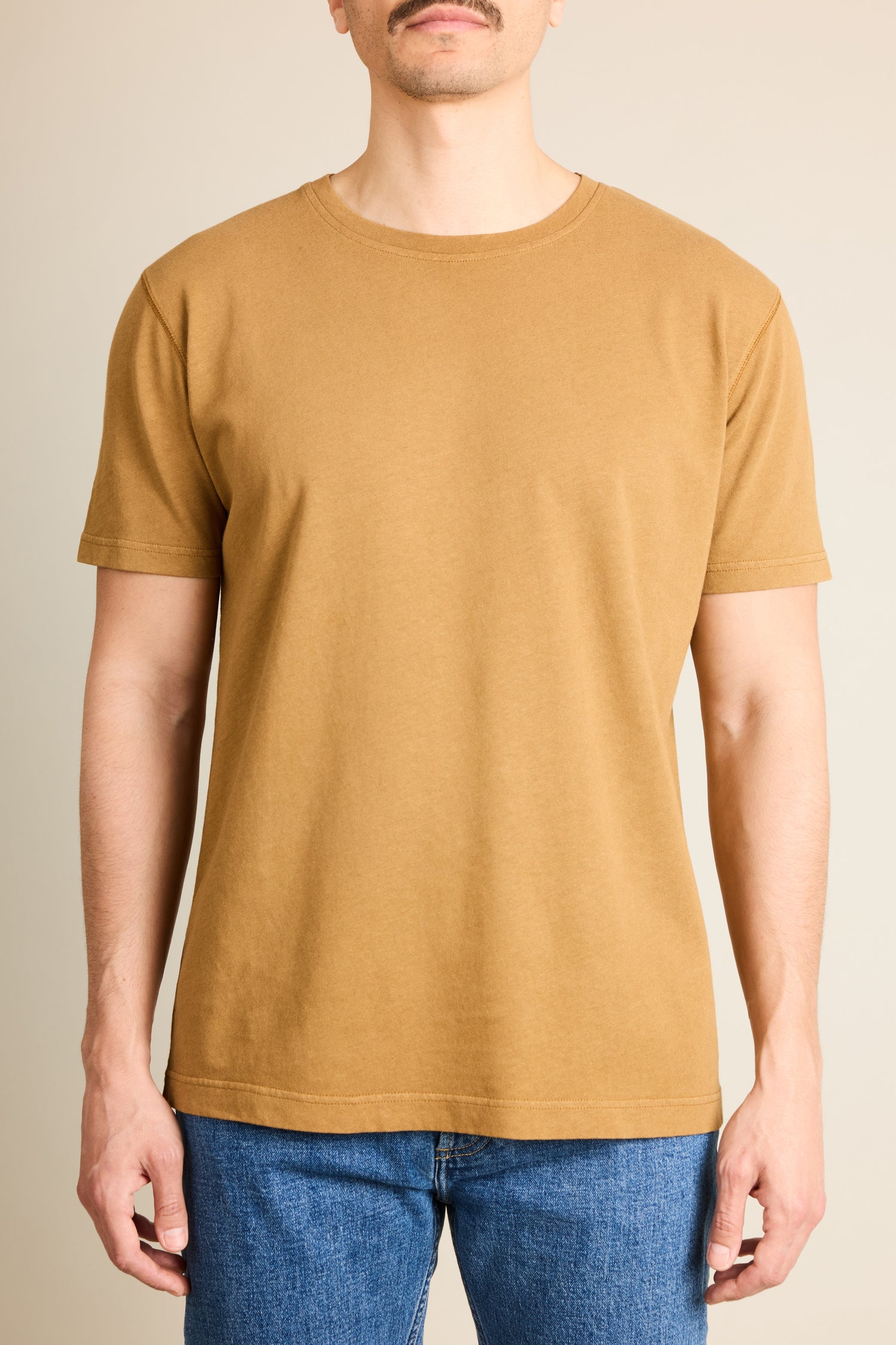 Tee-shirt coton-lin caramel