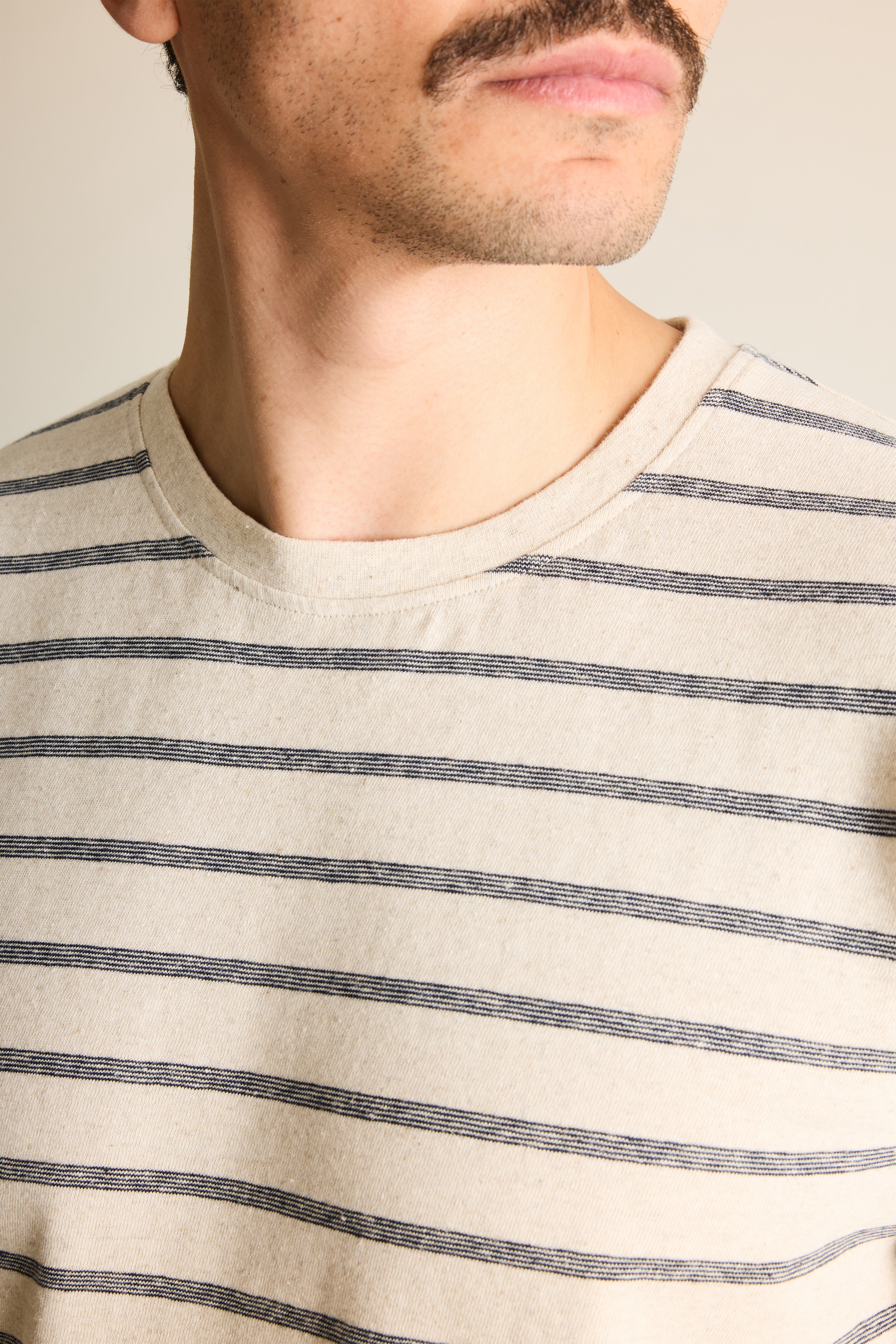 Tee-shirt coton-lin marinière bleu marine