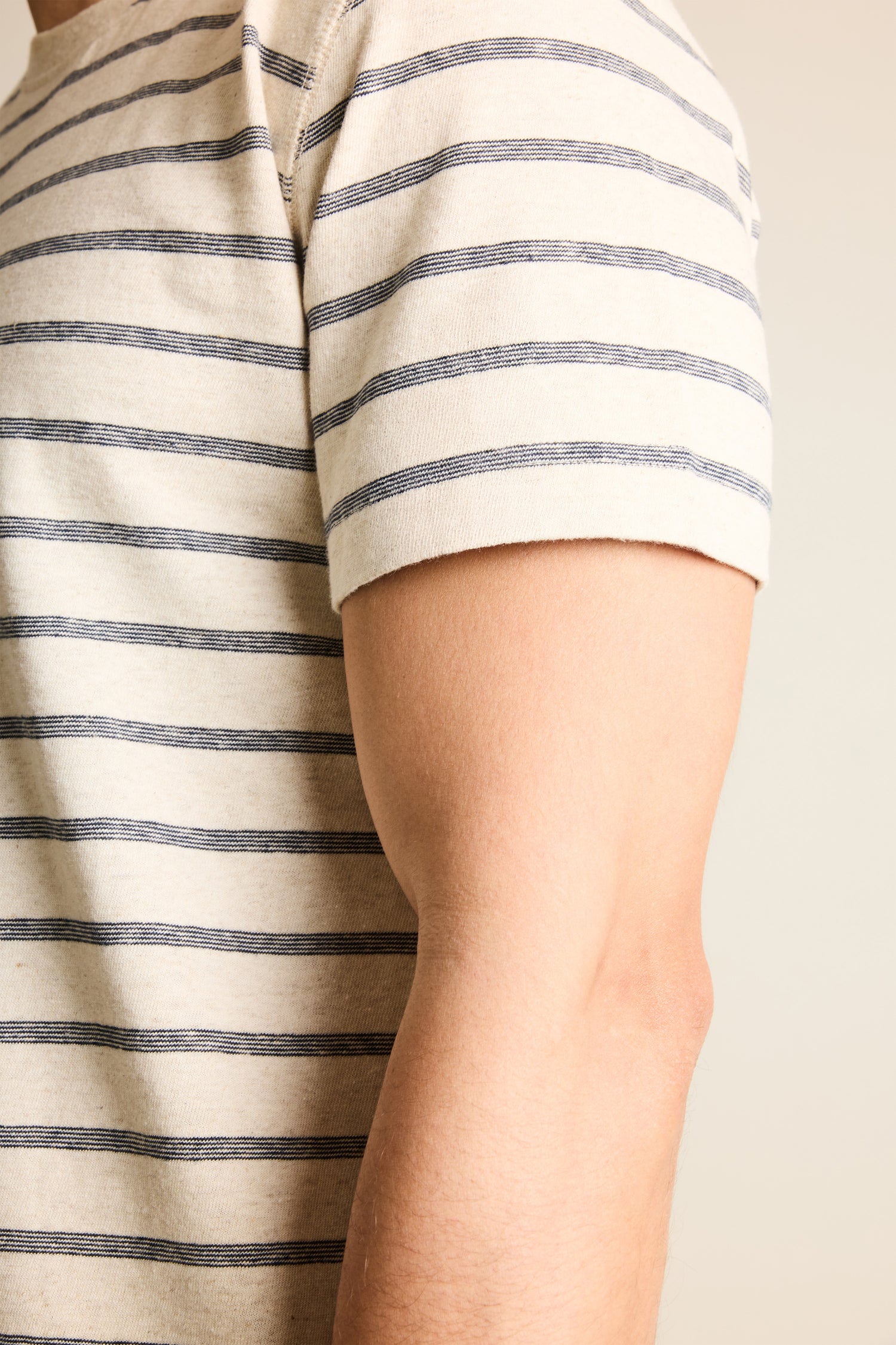 Tee-shirt coton-lin marinière bleu marine