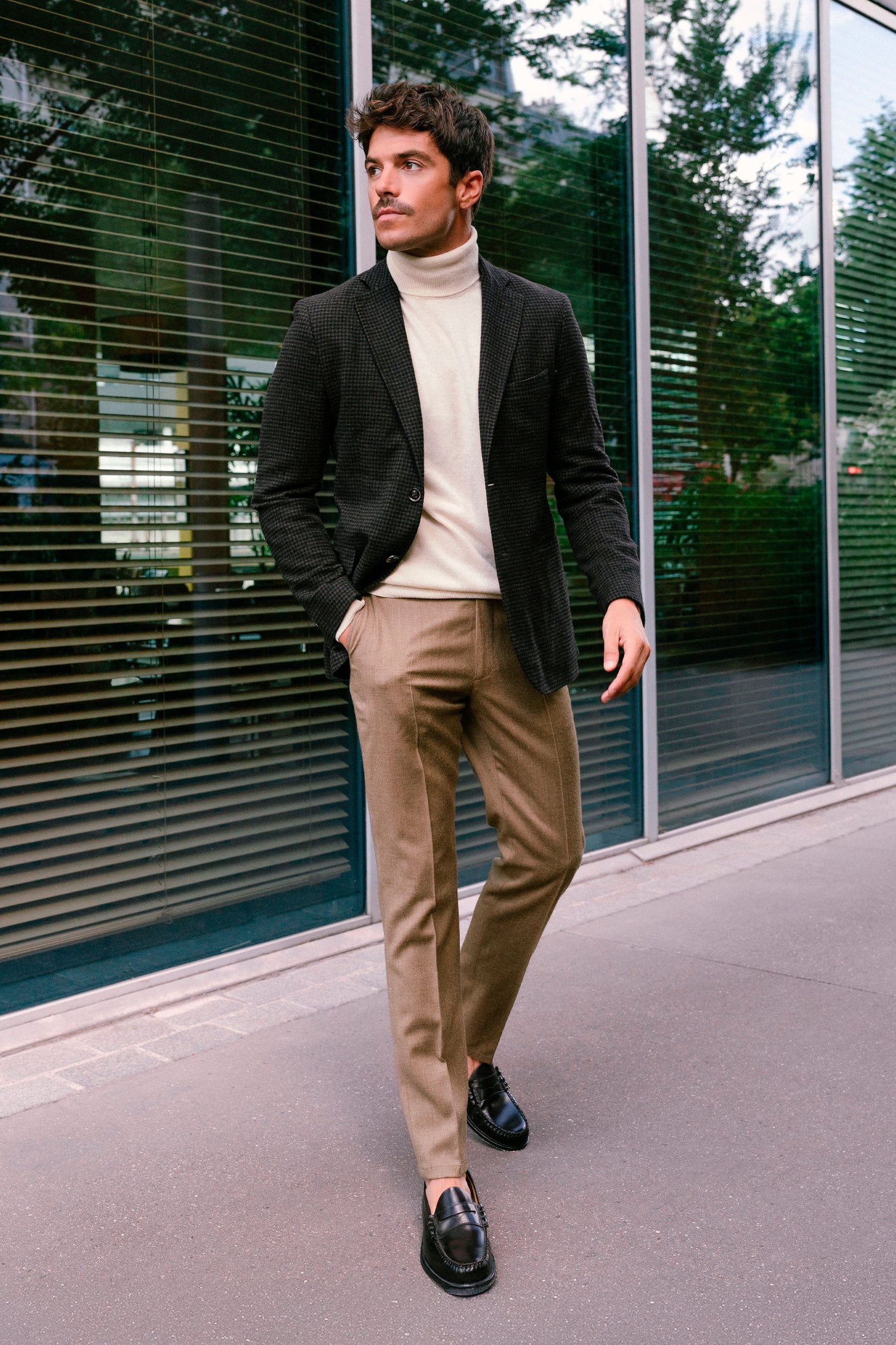 Camel stretch flannel pants