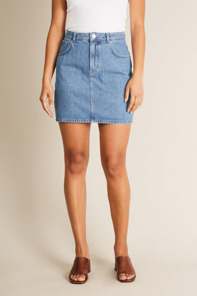 Bleached denim skirt