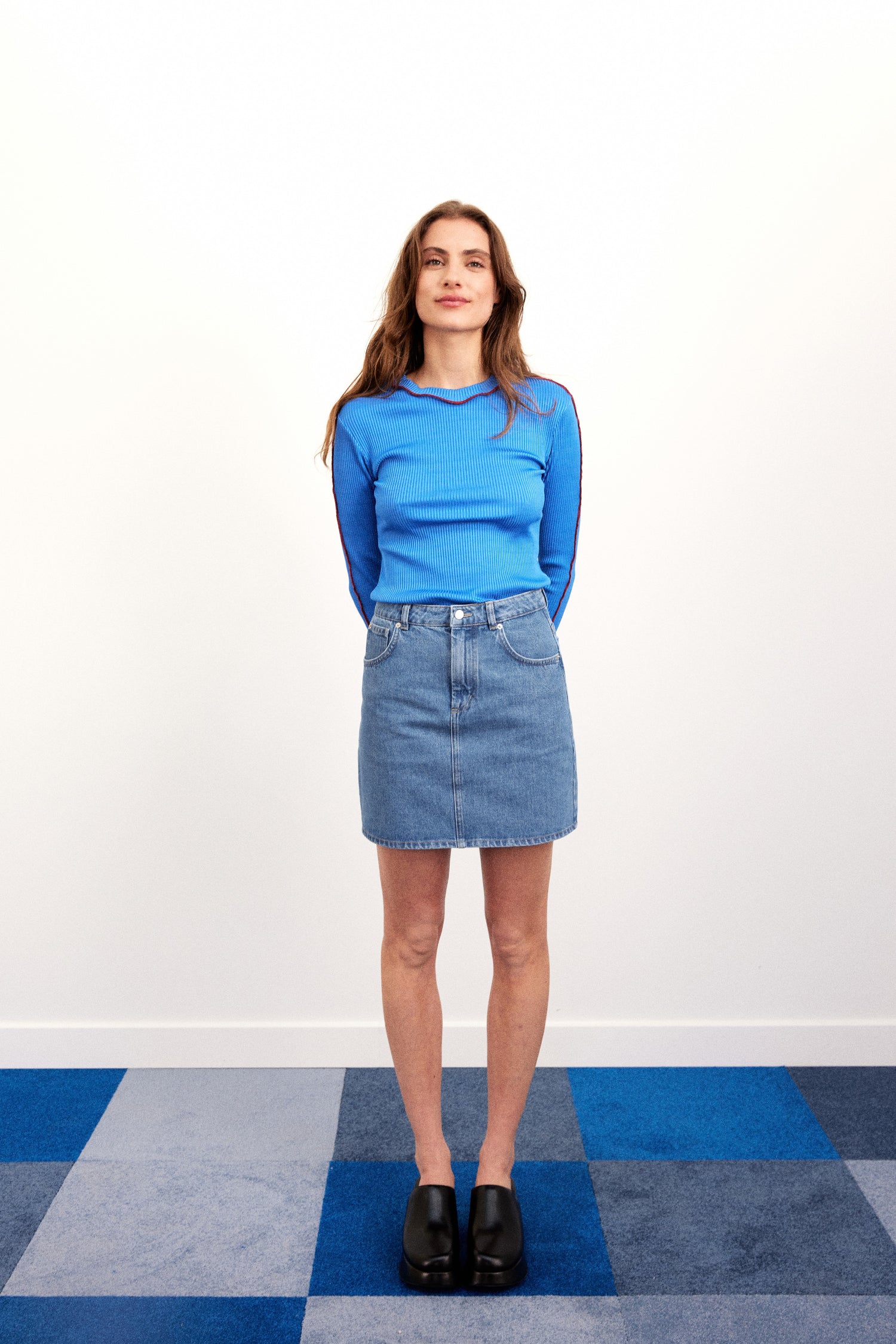 Bleached denim skirt