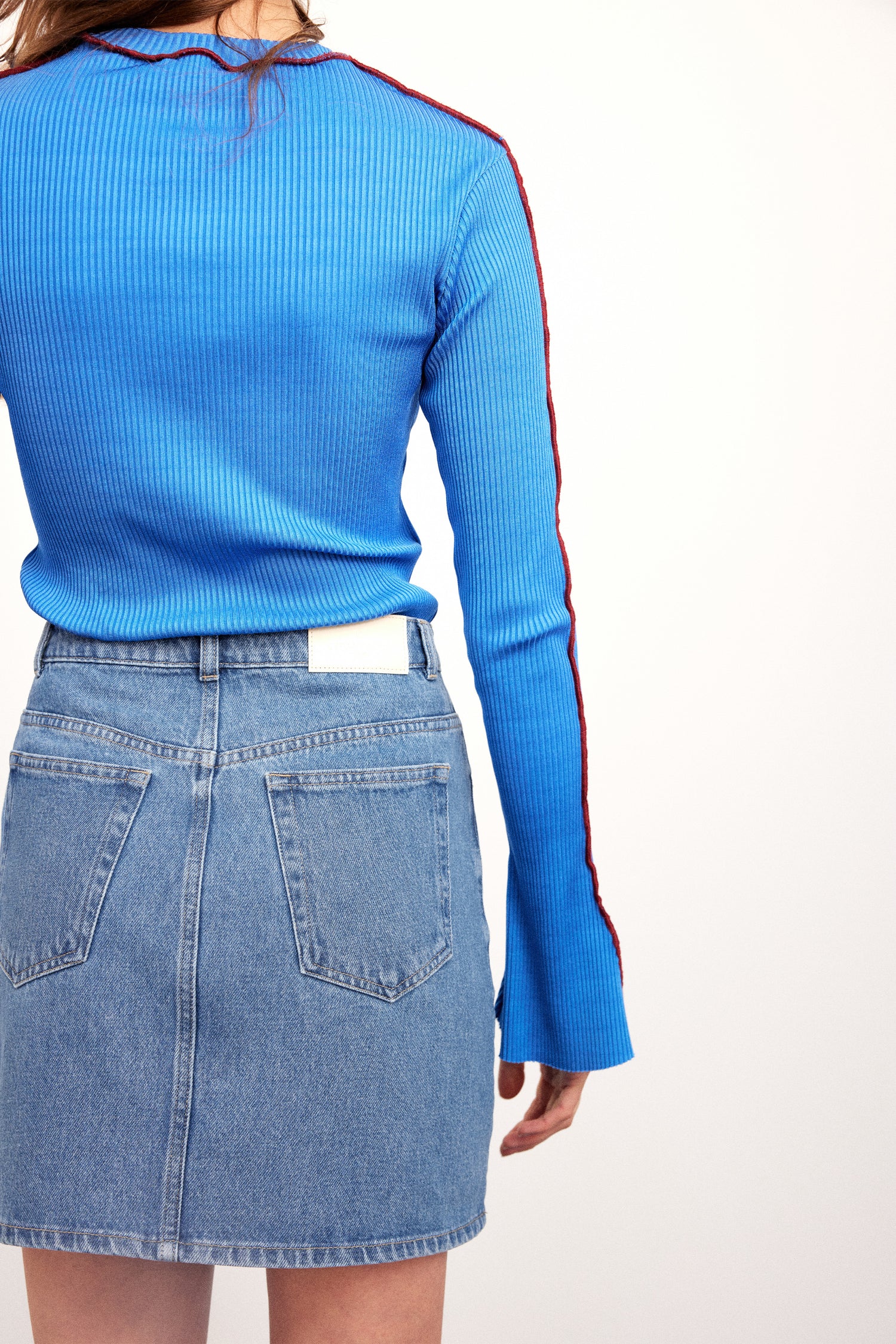 Bleached denim skirt