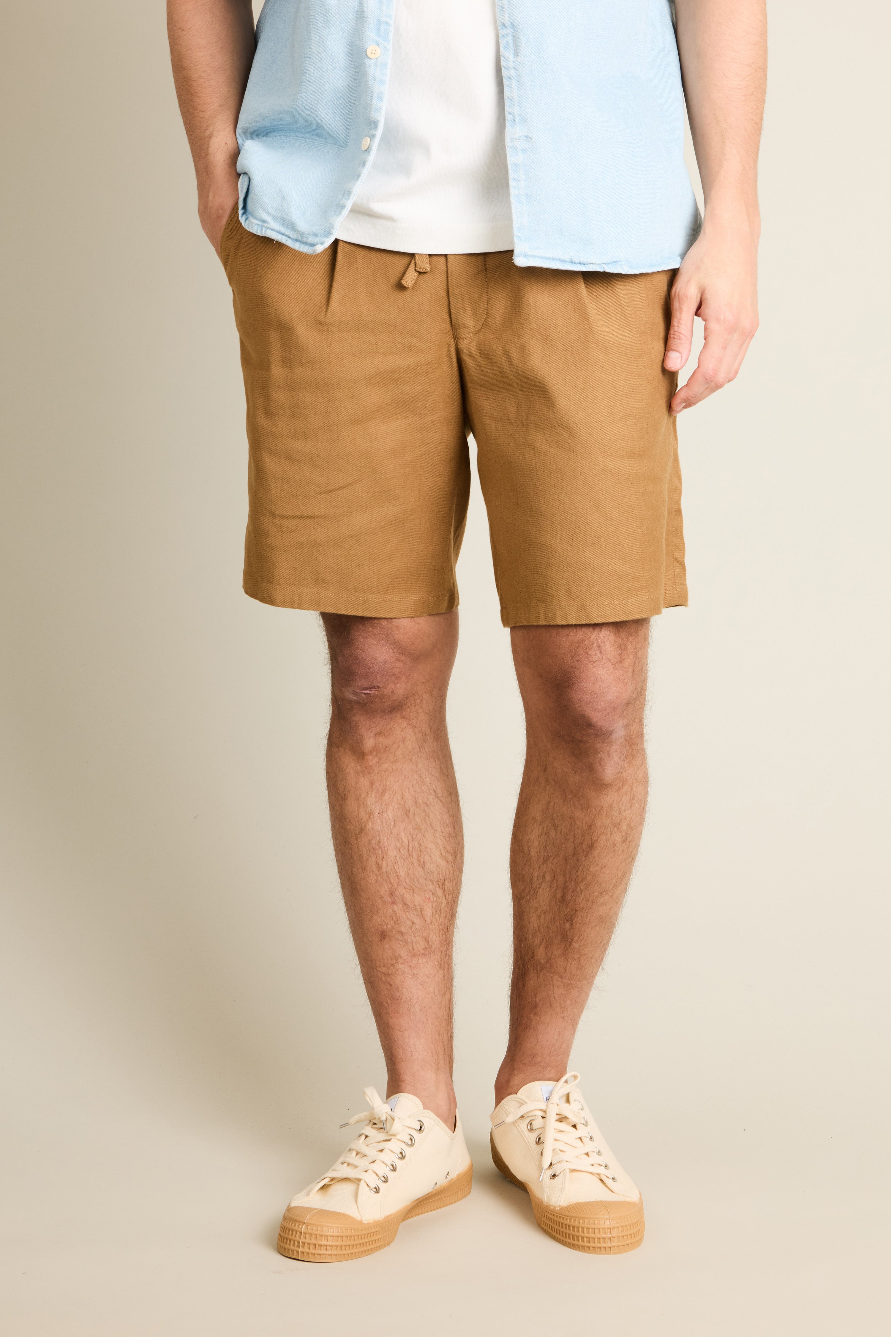 Bermuda coton-lin caramel