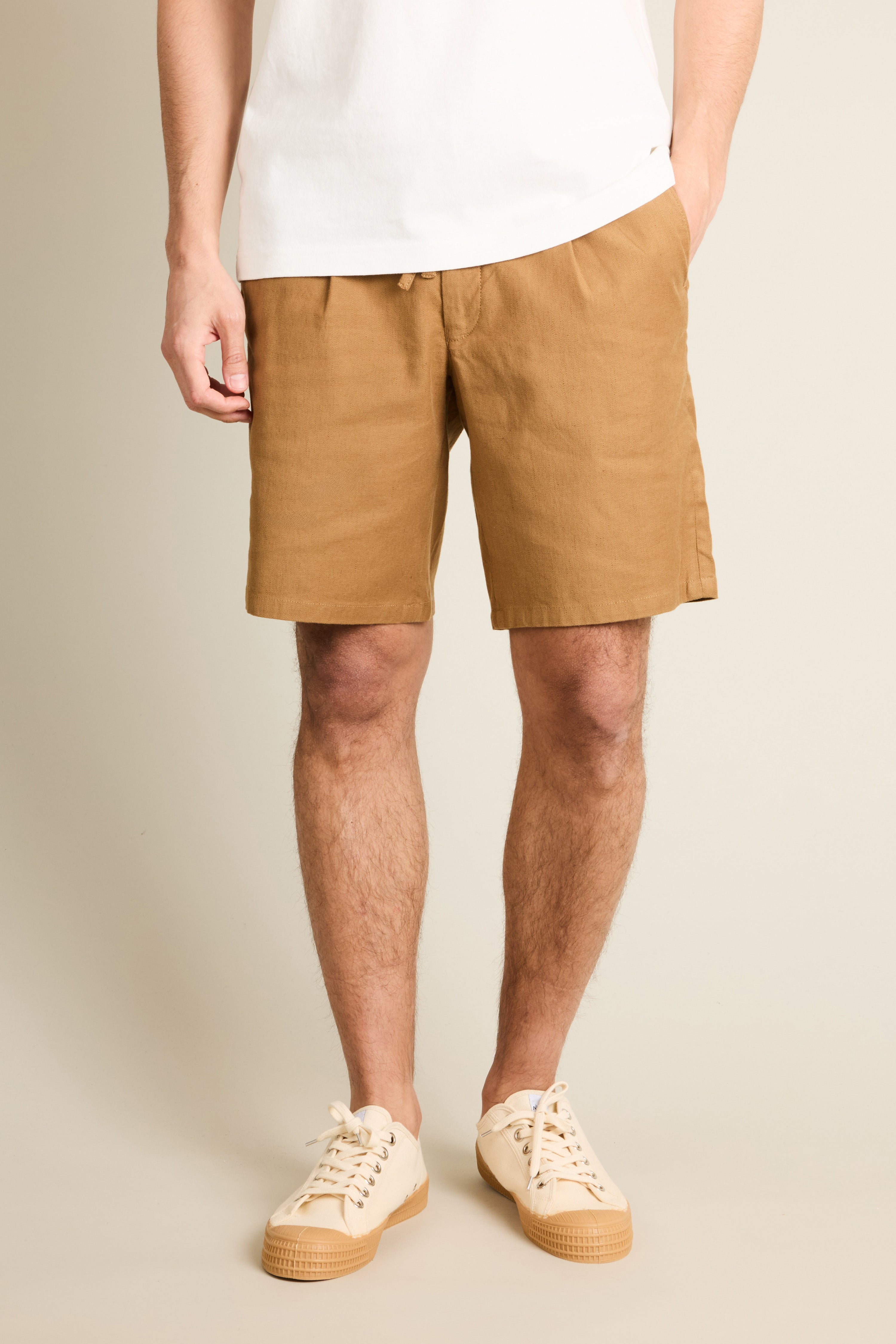 Bermuda coton-lin caramel