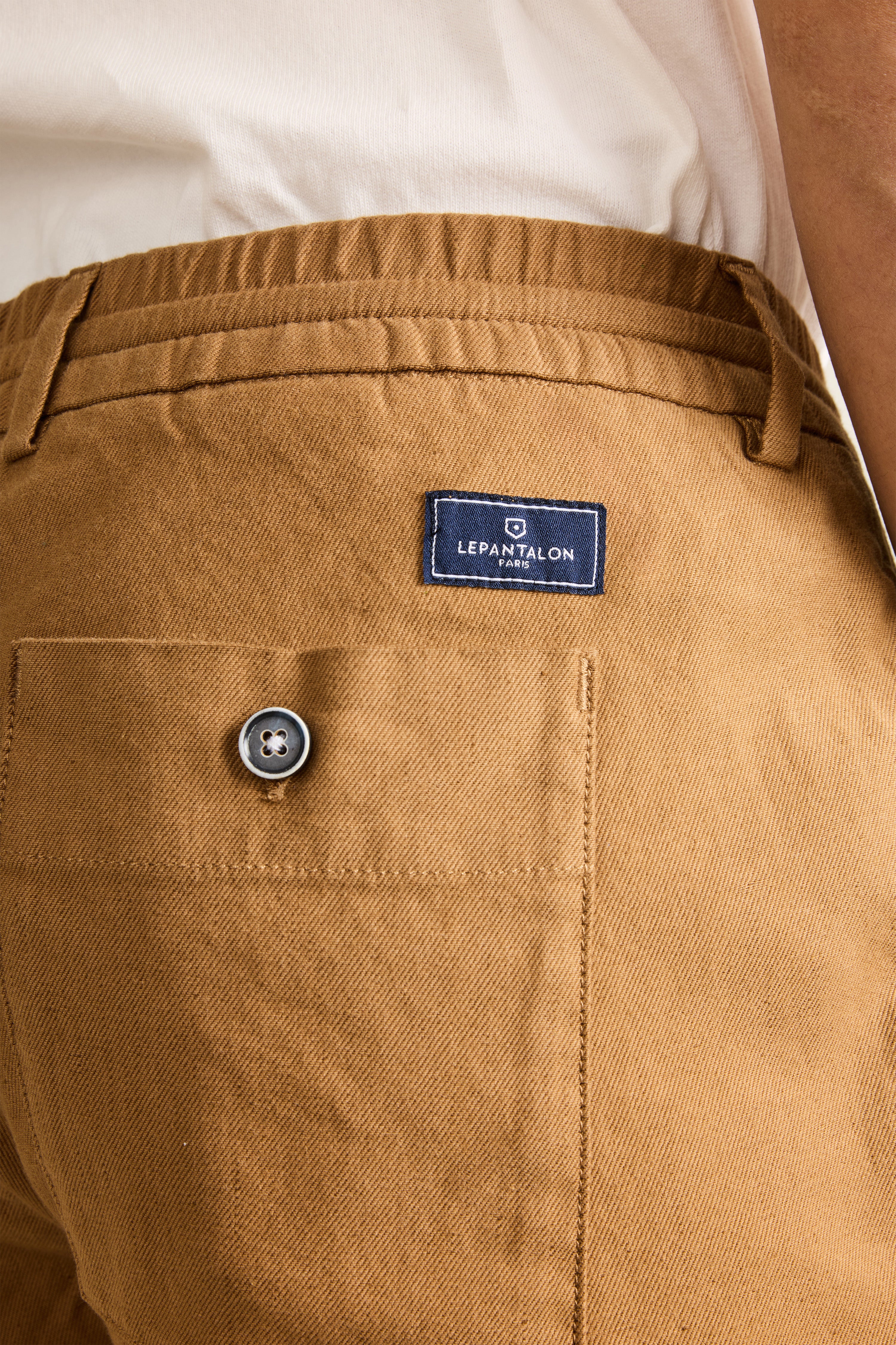 Bermuda coton-lin caramel