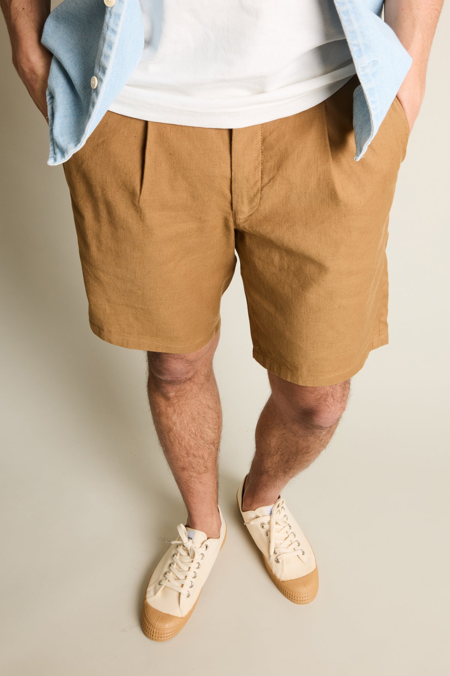 Bermuda coton-lin caramel