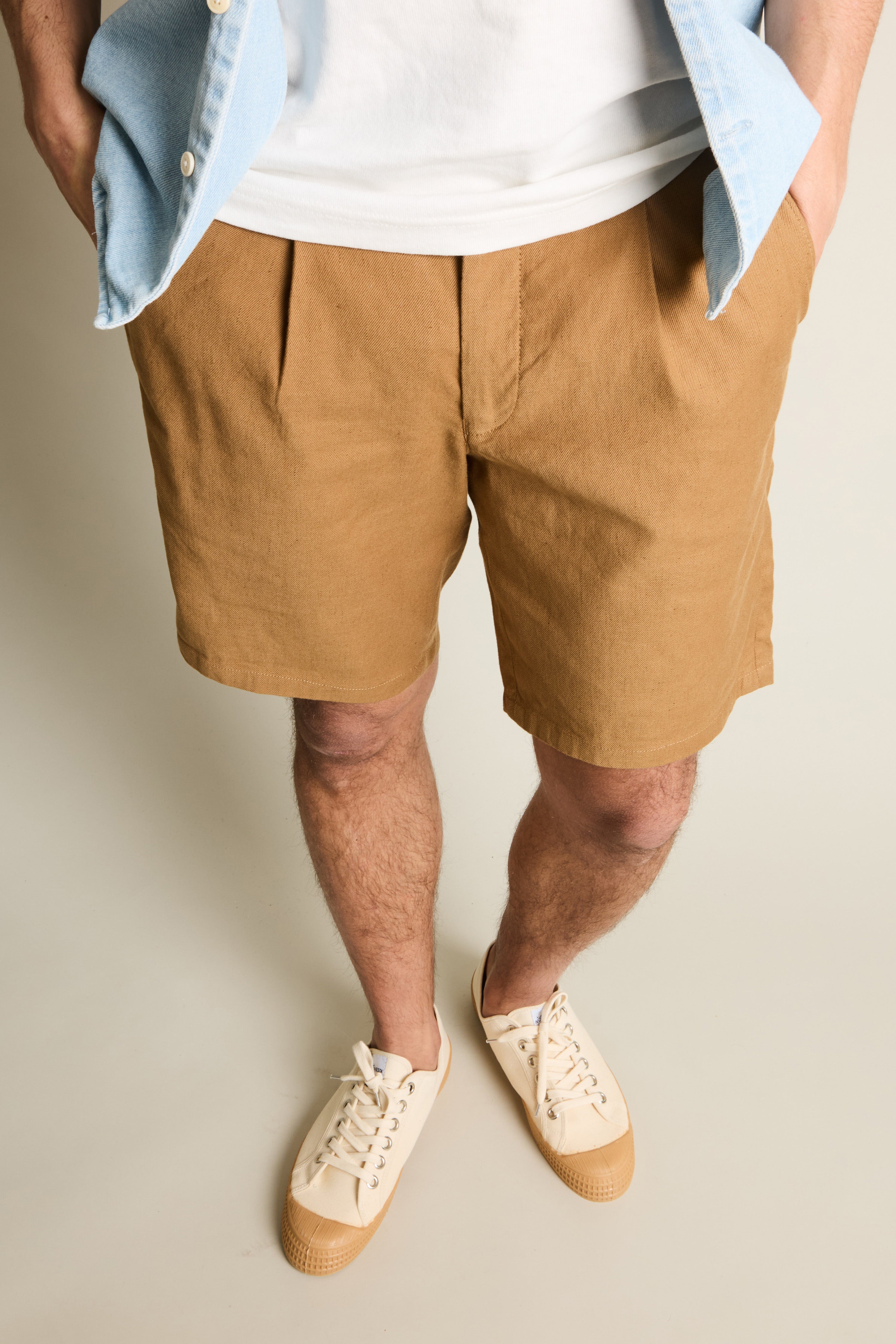 Bermuda coton-lin caramel