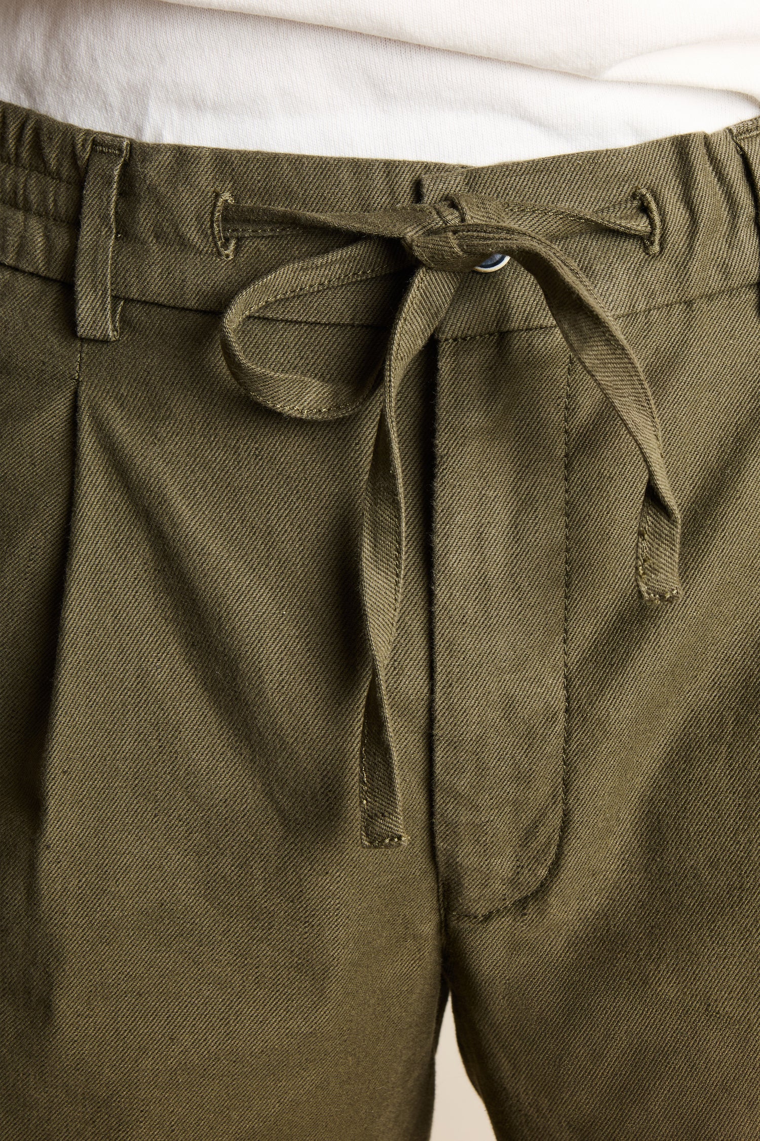 Bermuda coton-lin kaki foncé