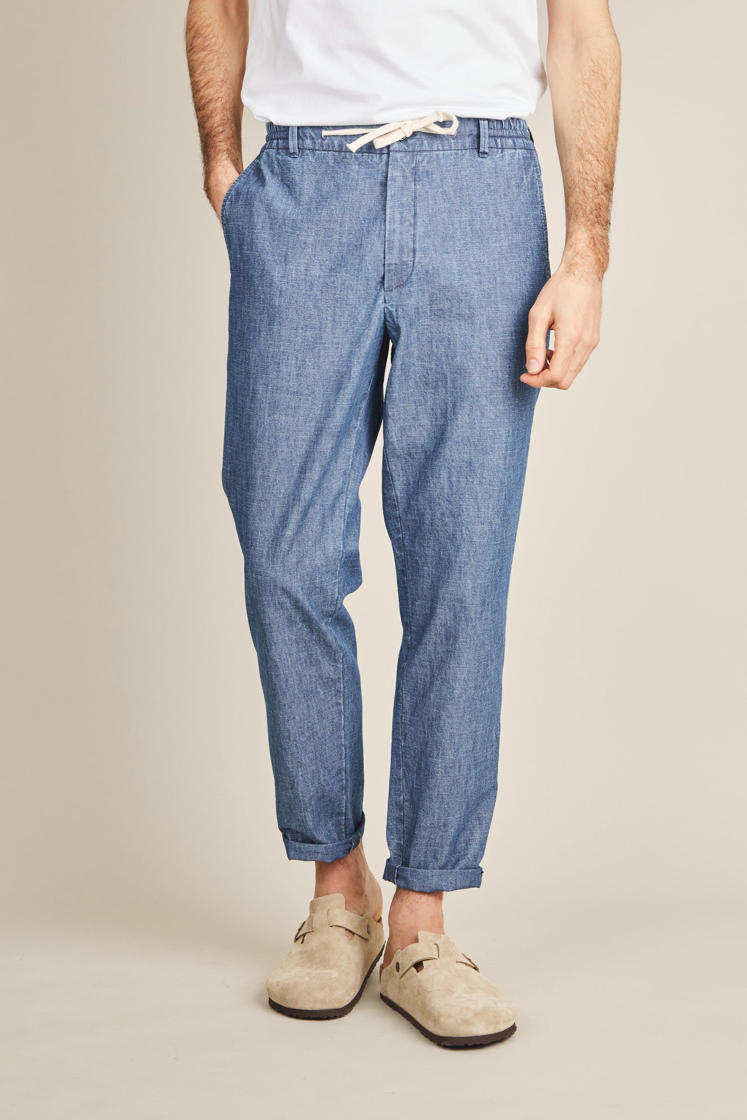 Jogpants in blue chambray