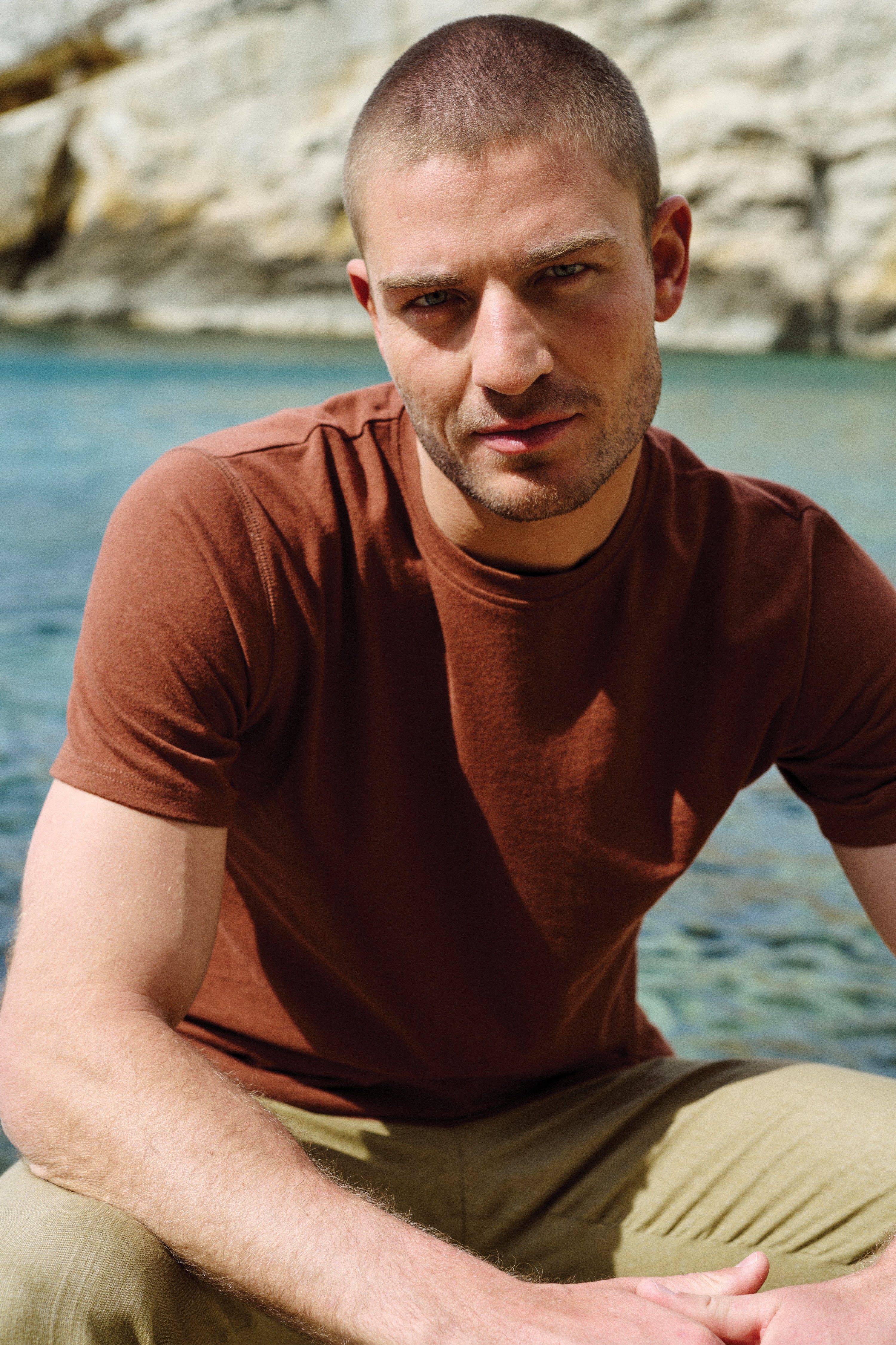 Terracotta cotton-linen Tee-shirt