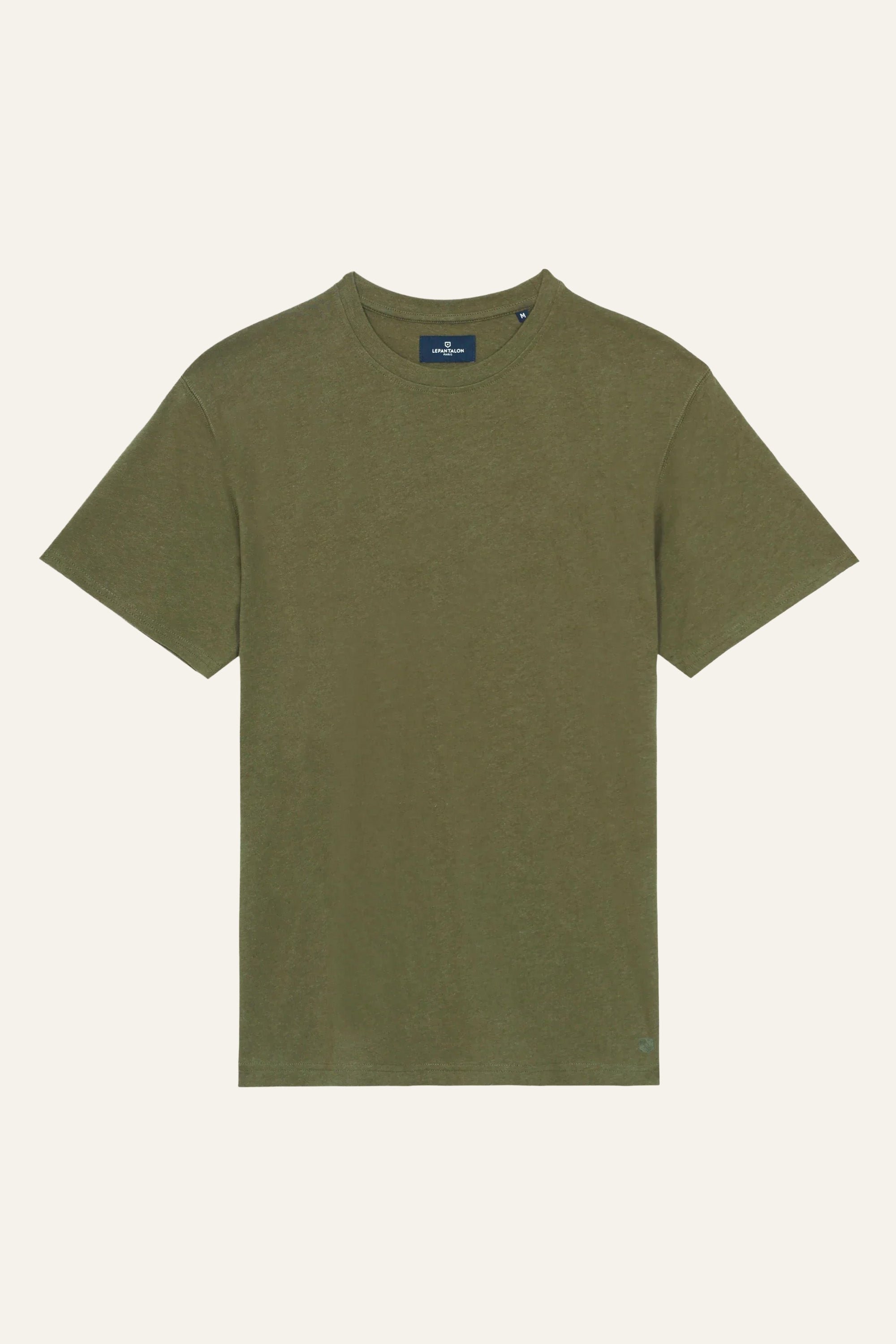 Olive cotton-linen Tee-shirt