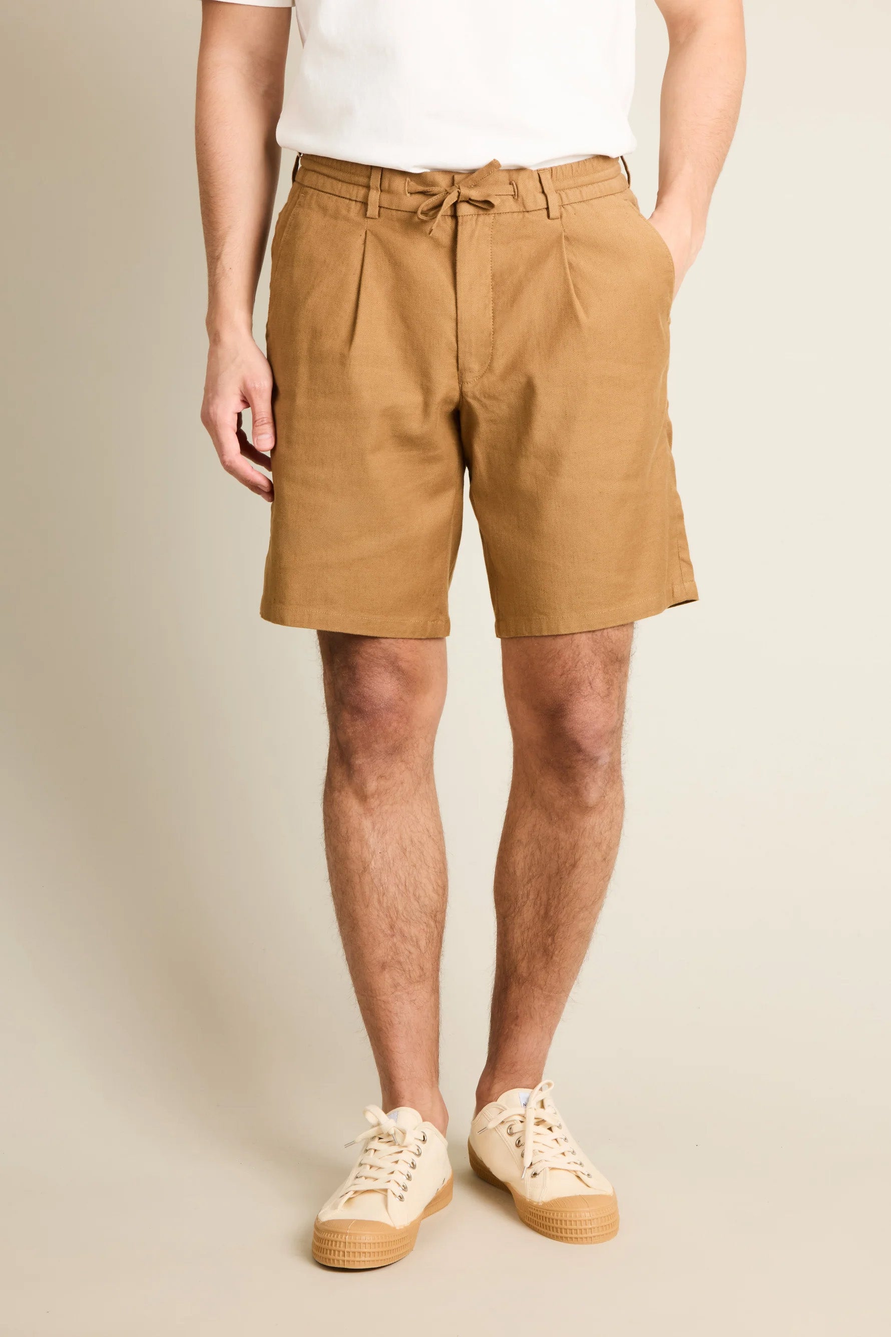 Bermuda coton-lin caramel