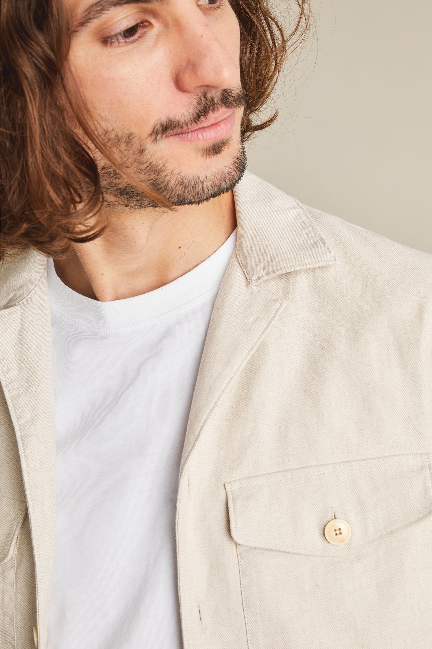 Cotton linen workjacket in off-white