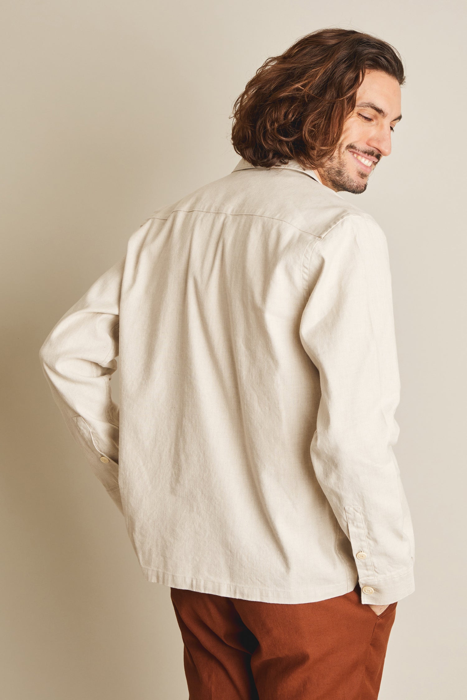 Cotton linen workjacket in off-white
