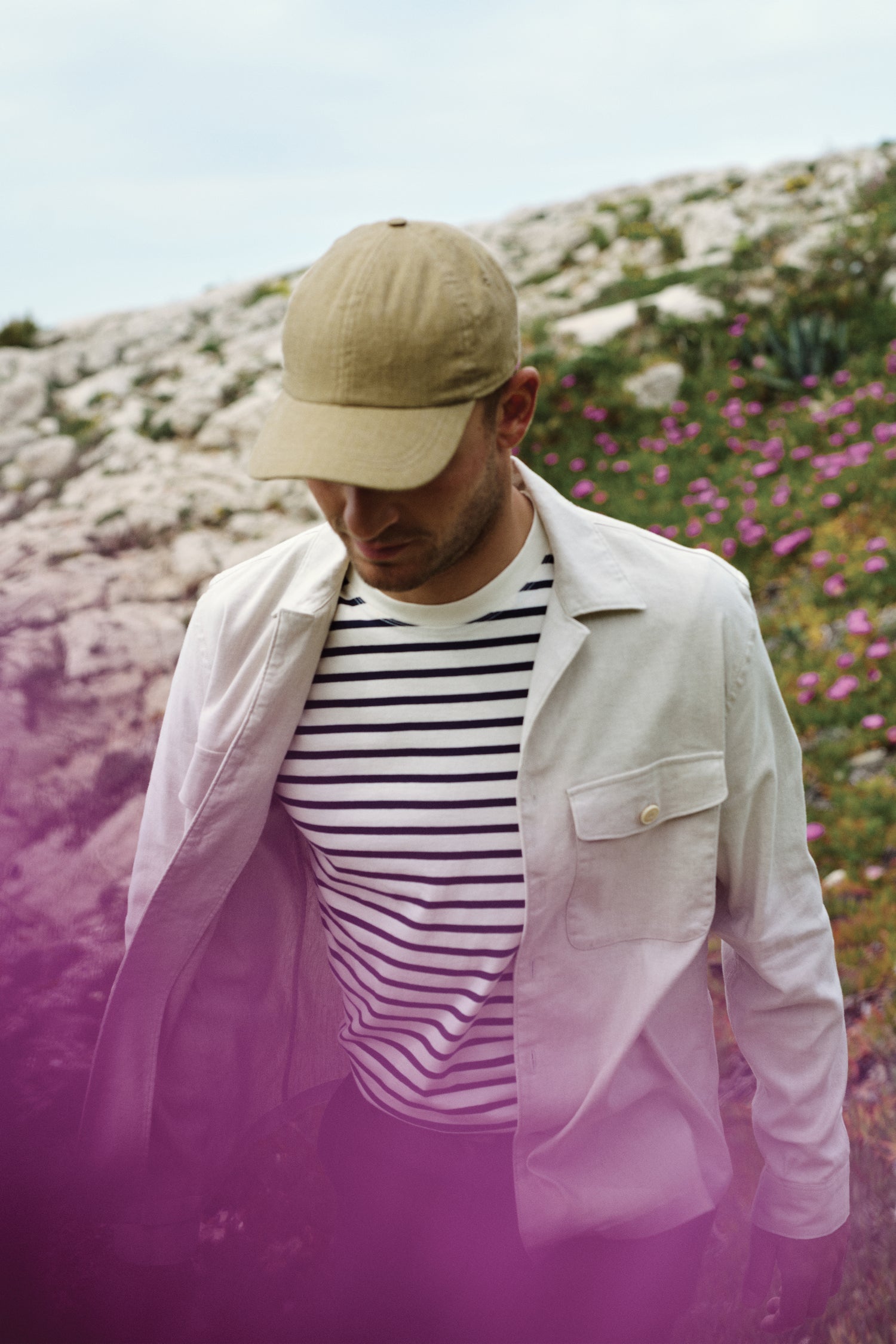 Cotton linen workjacket in off-white