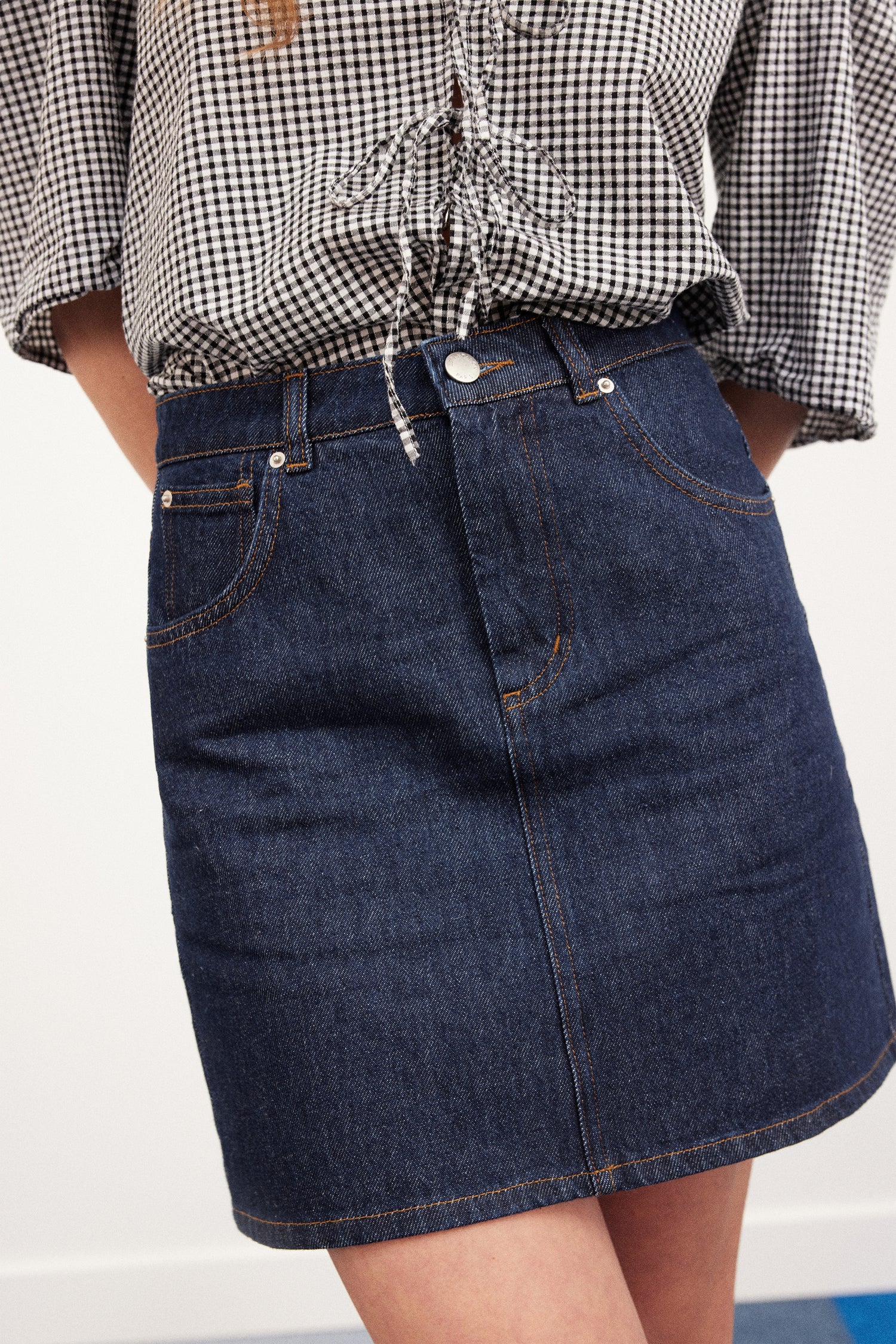 Blue denim skirt