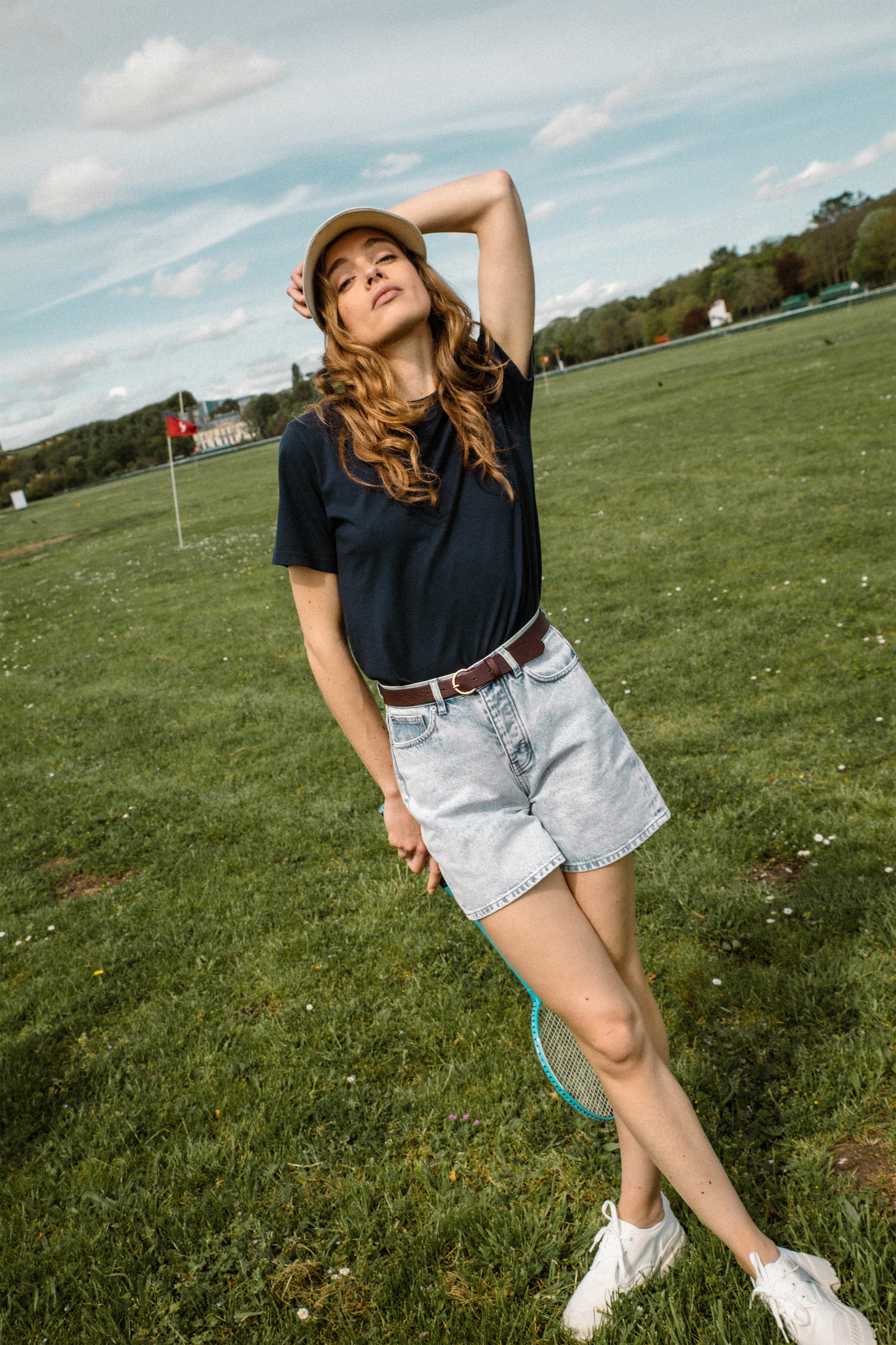 Bleached denim shorts