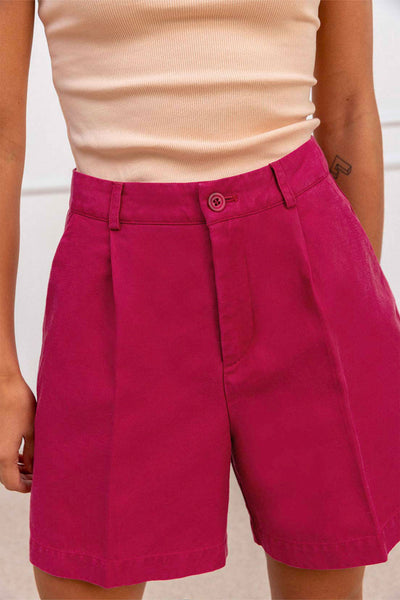Fuchsia linen shorts