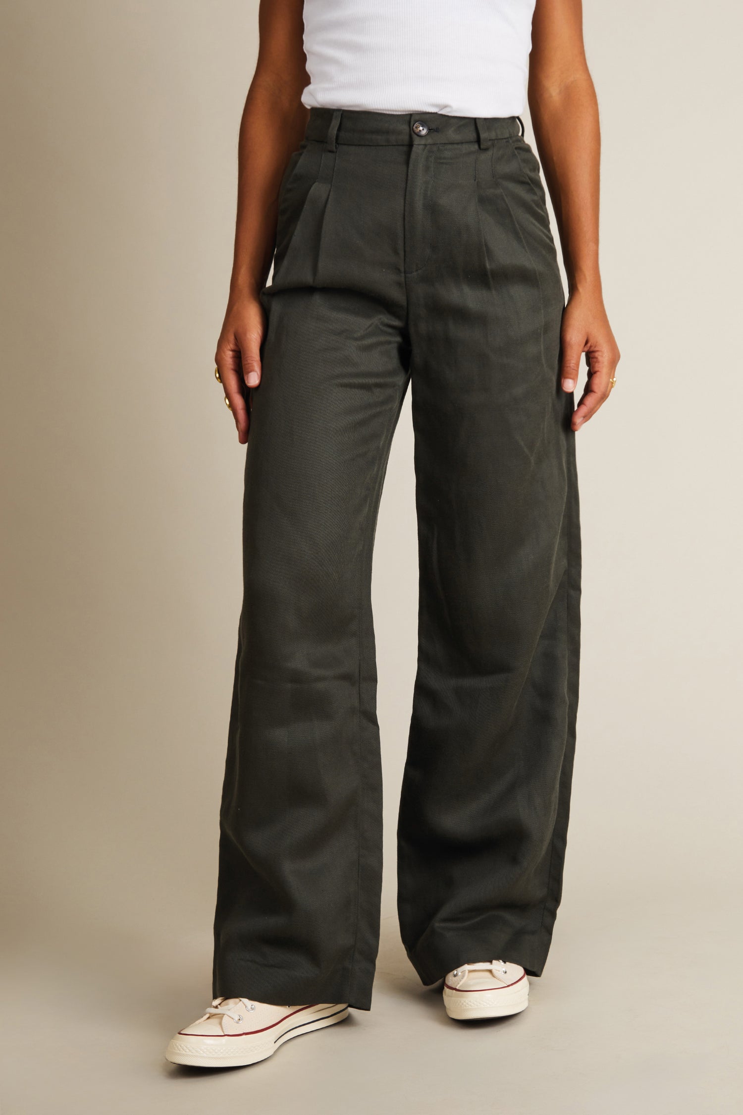 Pantalon à pinces léger vert