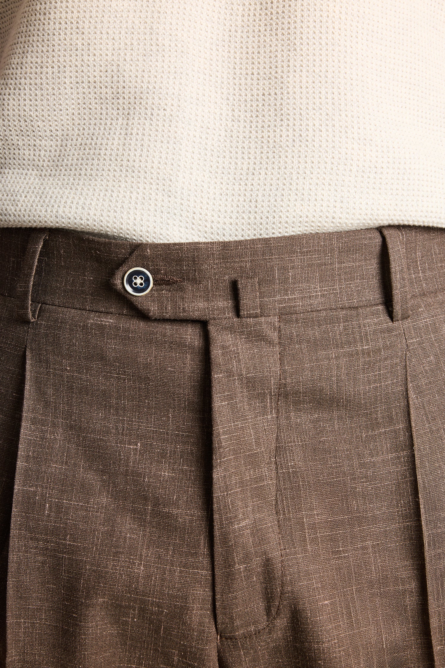 Lightweight brown pleated trousers