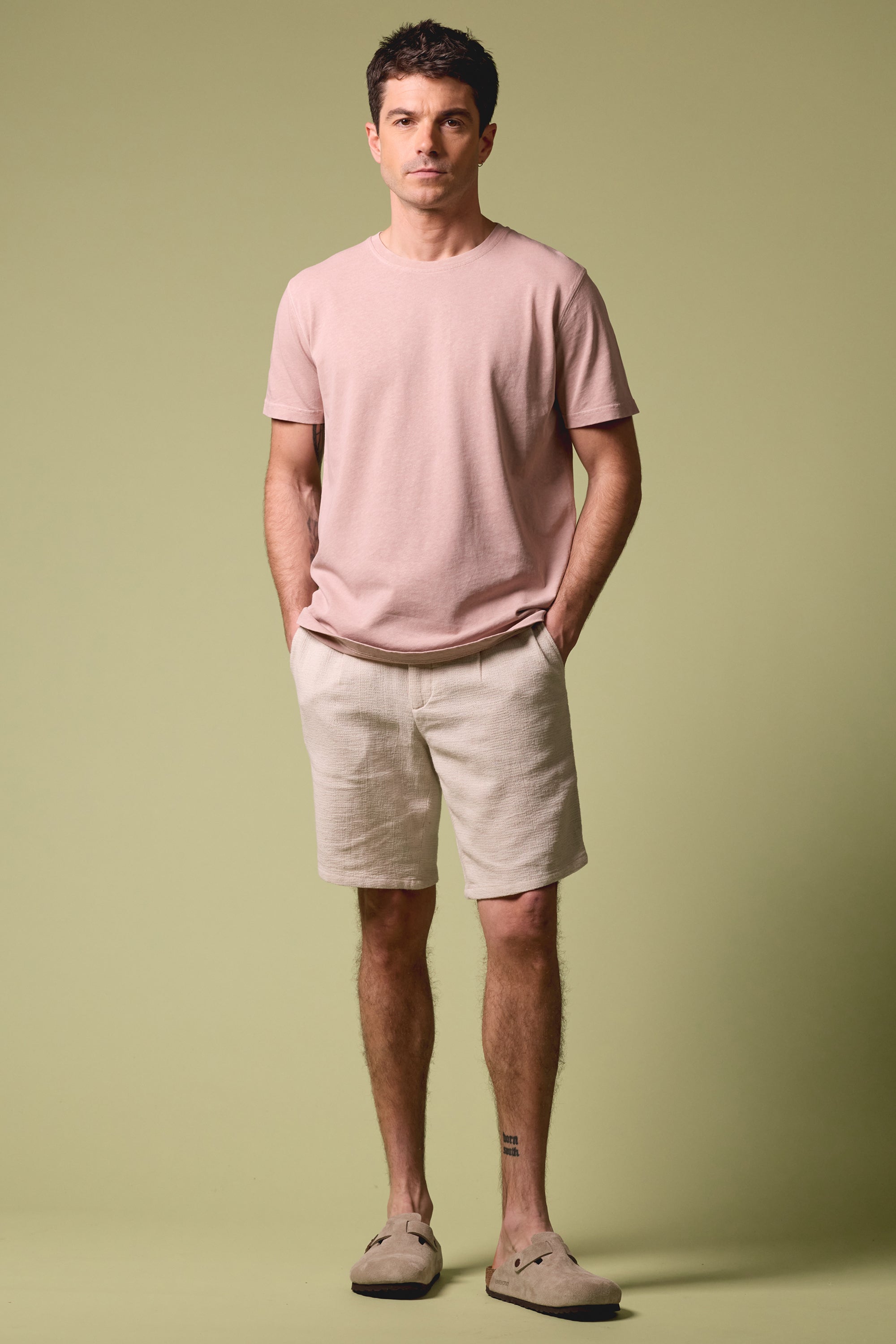 Tee-shirt coton-lin vieux rose