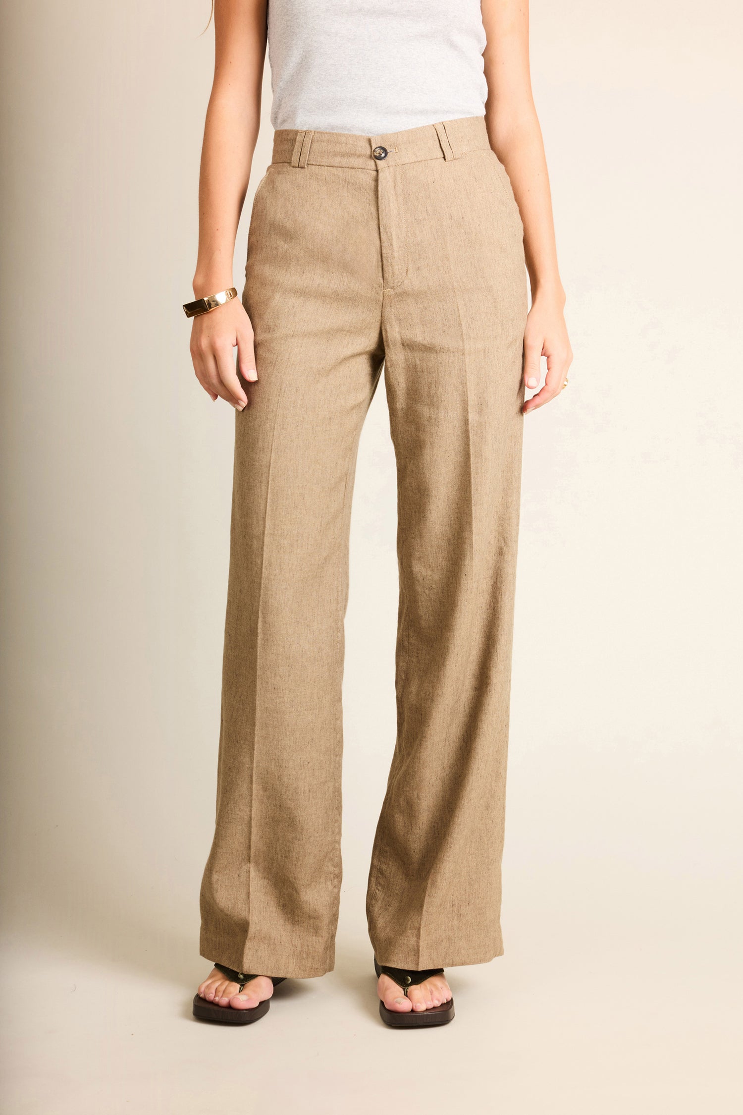 Pantalon wideleg léger marron clair