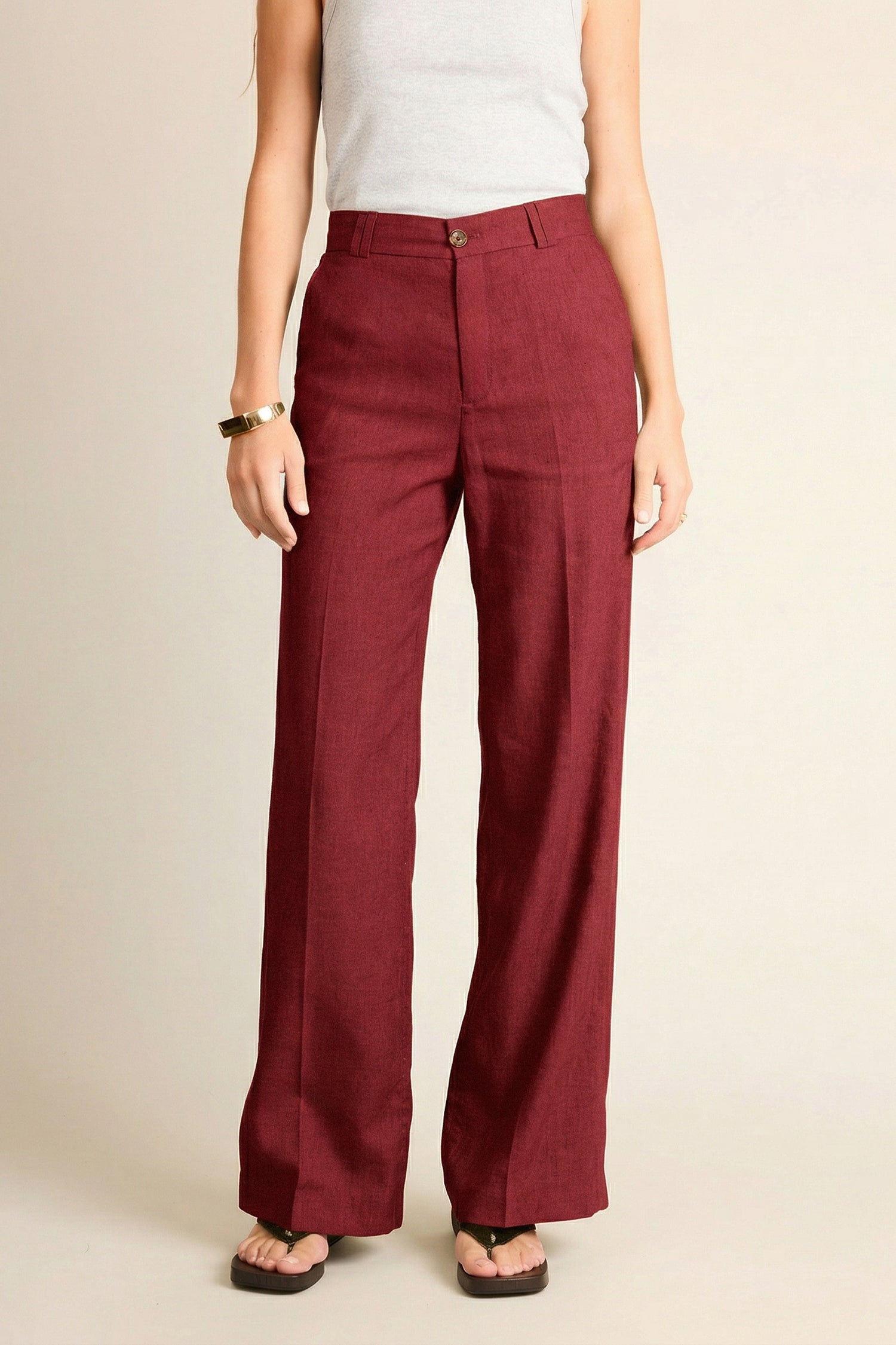 Pantalon wideleg léger rose