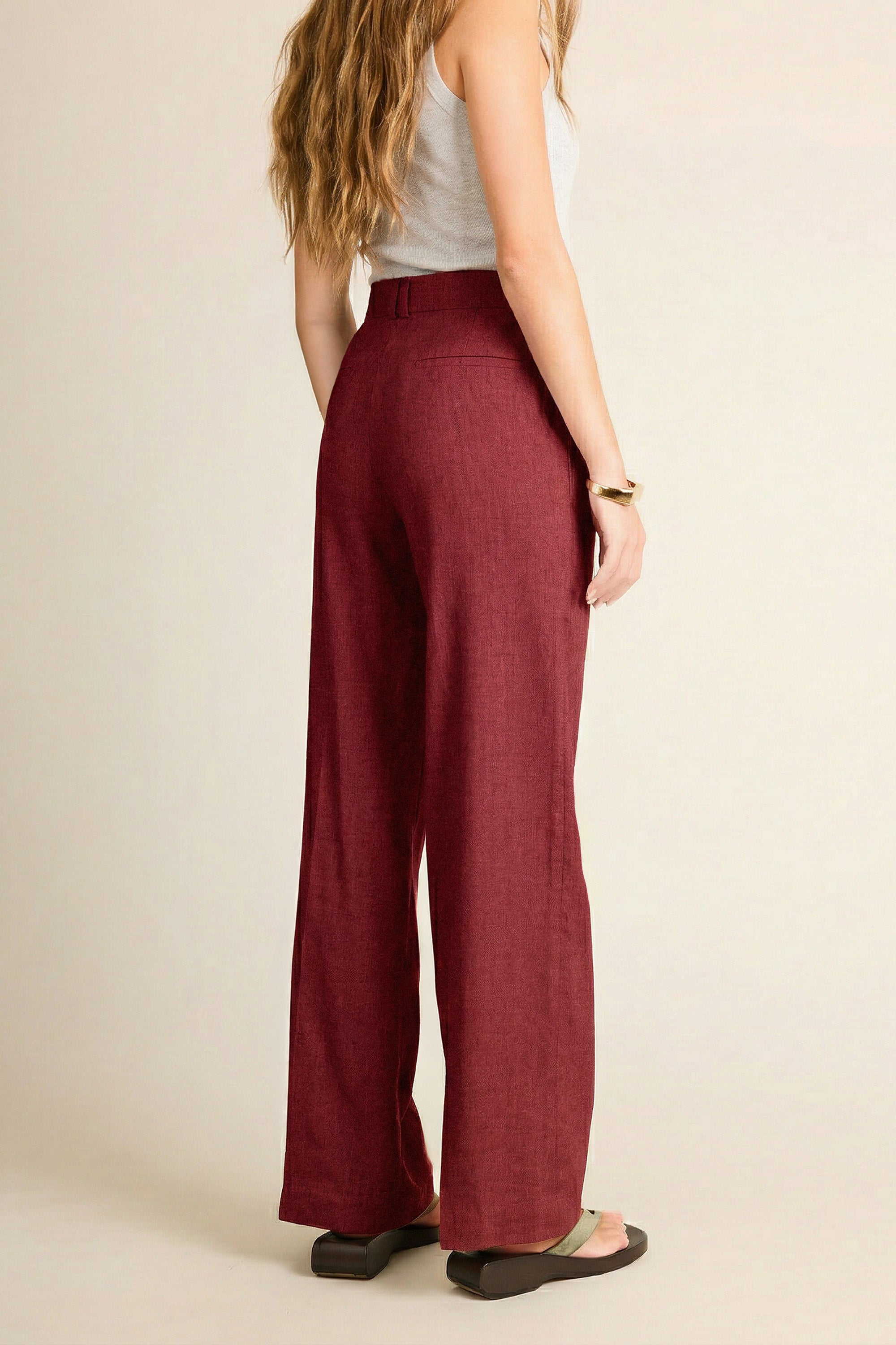 Pink lightweight wideleg pants