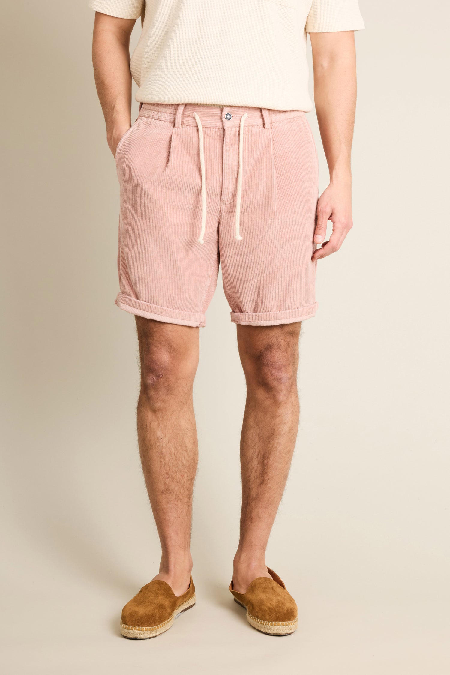 Bermuda velours vieux rose