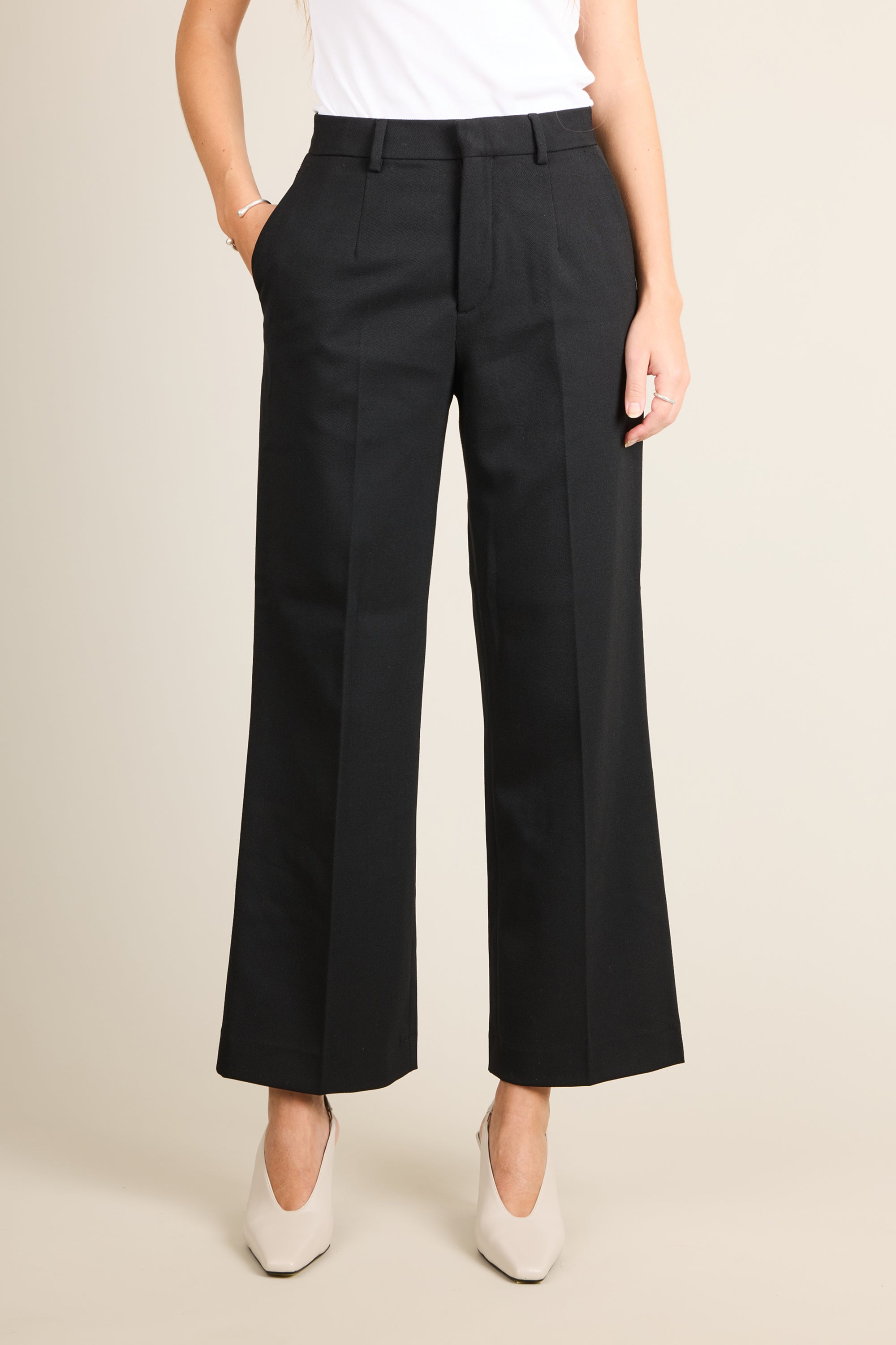 Black flare trousers
